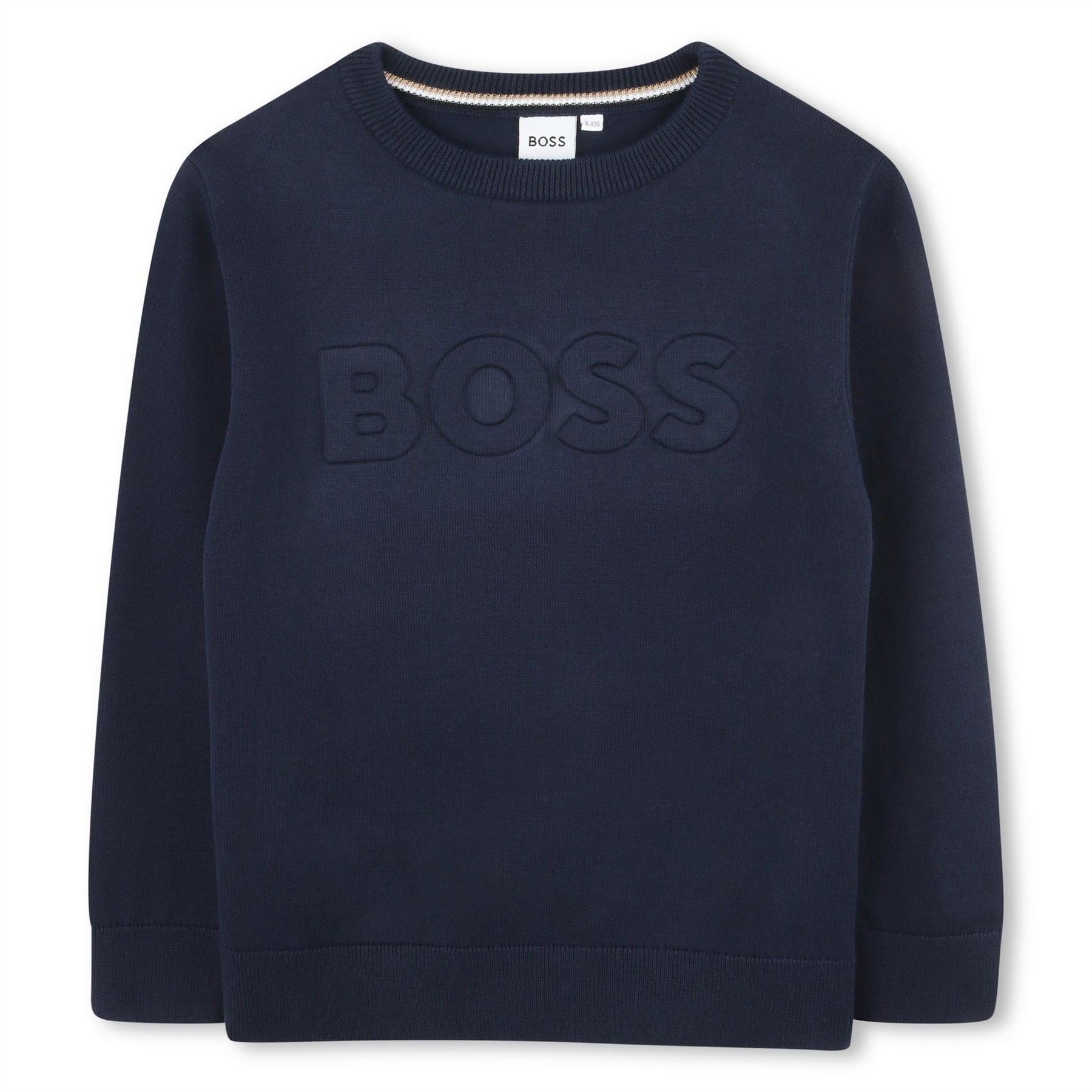 Boss Logo Print Crew Neck Long Sleeve Sweatshirt