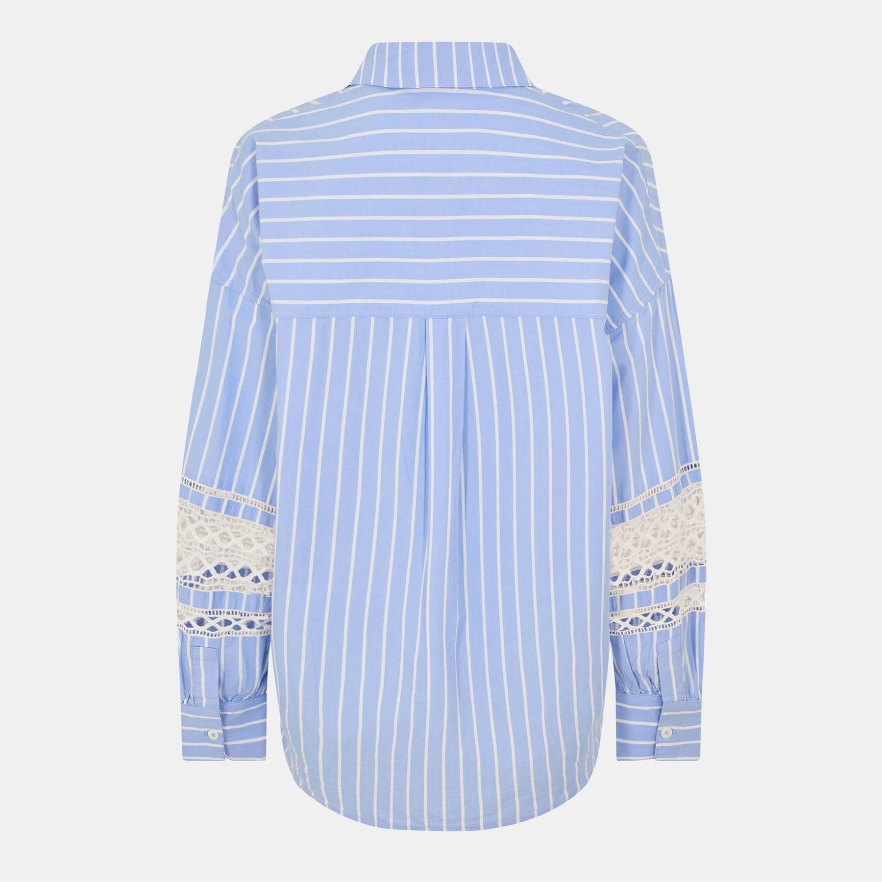 French Connection Cambria Stripe Embroidered Long Sleeve Patterned Shirt