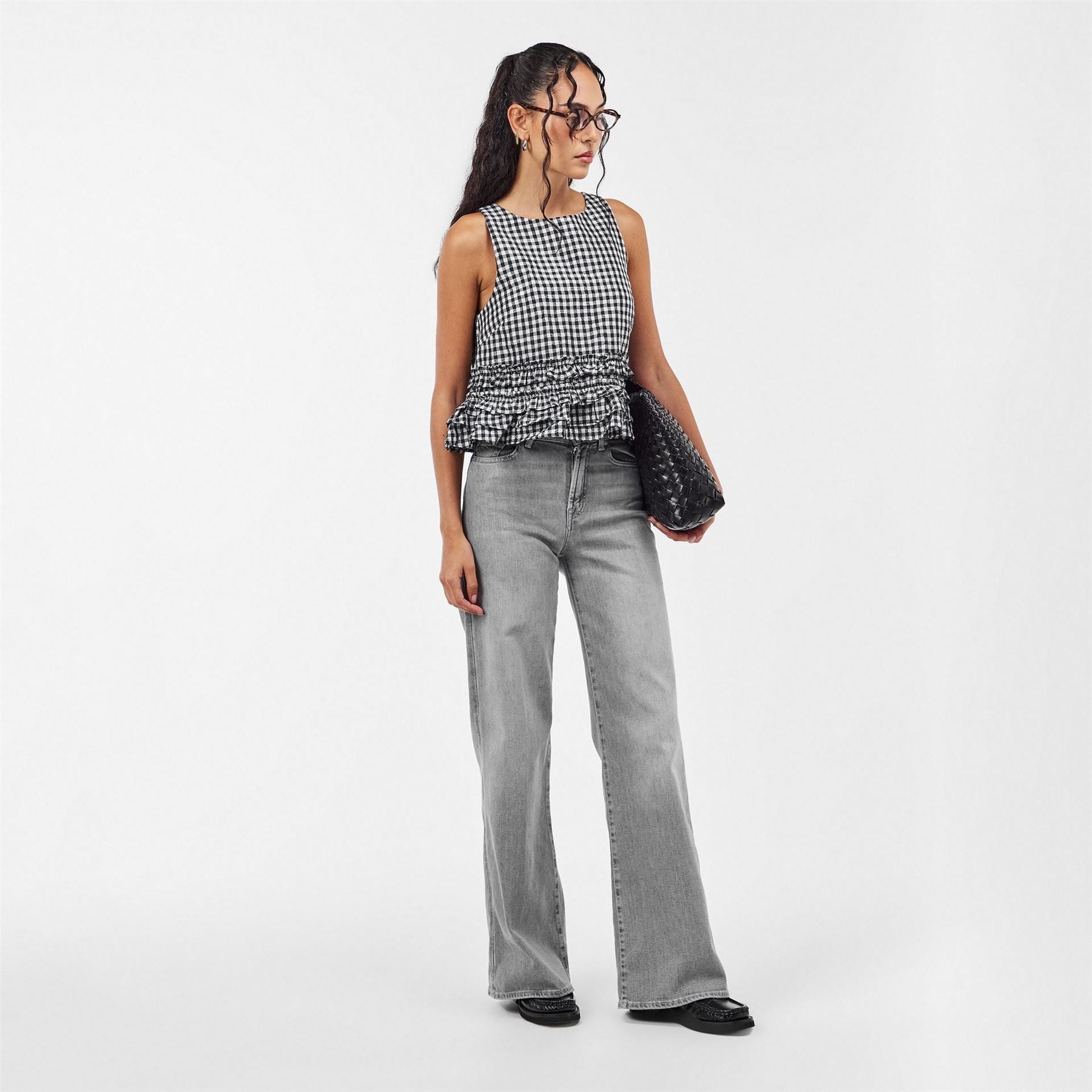 7 For All Mankind Lotta Light Wash Patterned Wide Leg Jeans