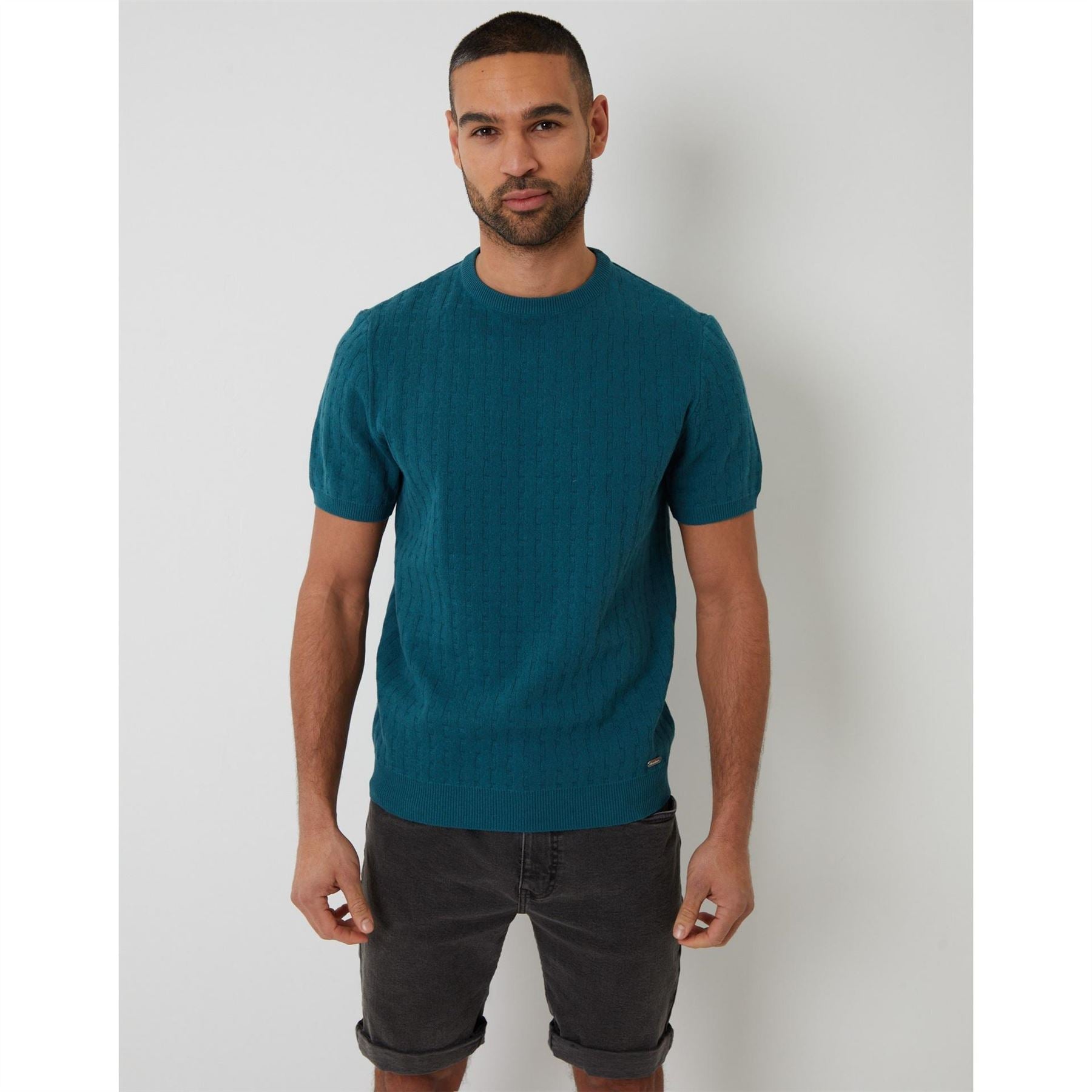 Threadbare Crew Neck Ribbed Collar Short Sleeve T-Shirt