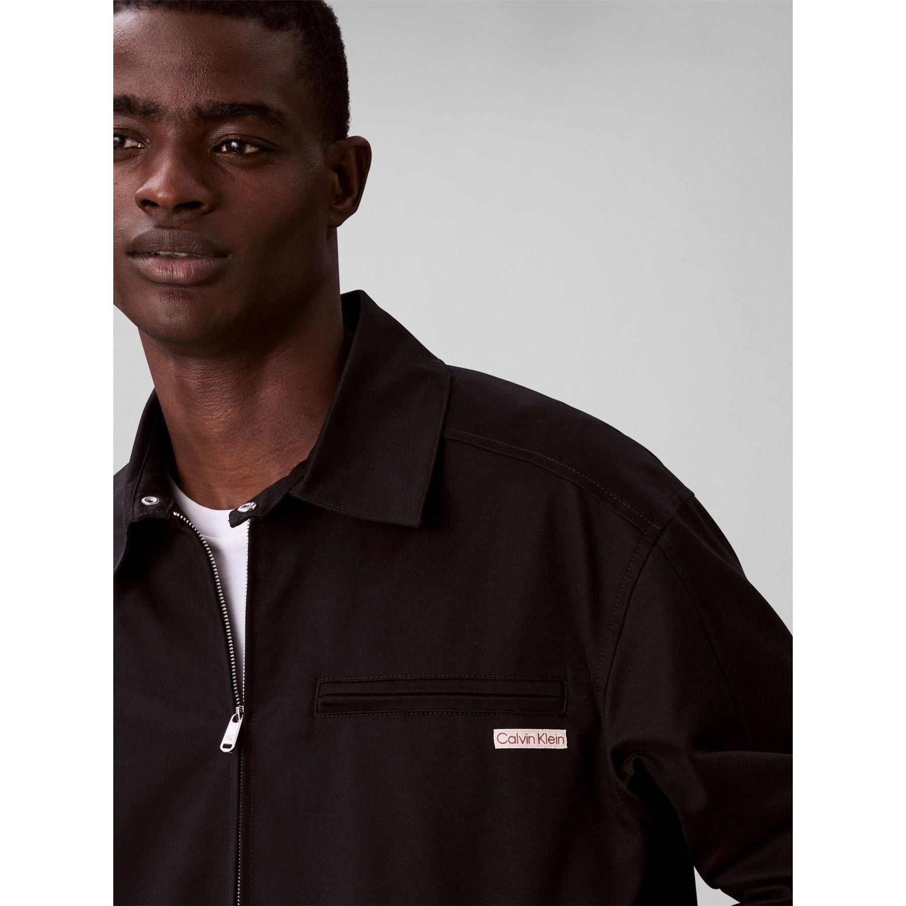 Calvin Klein Jeans Logo Shirt Jacket Long Sleeve Zip Parka