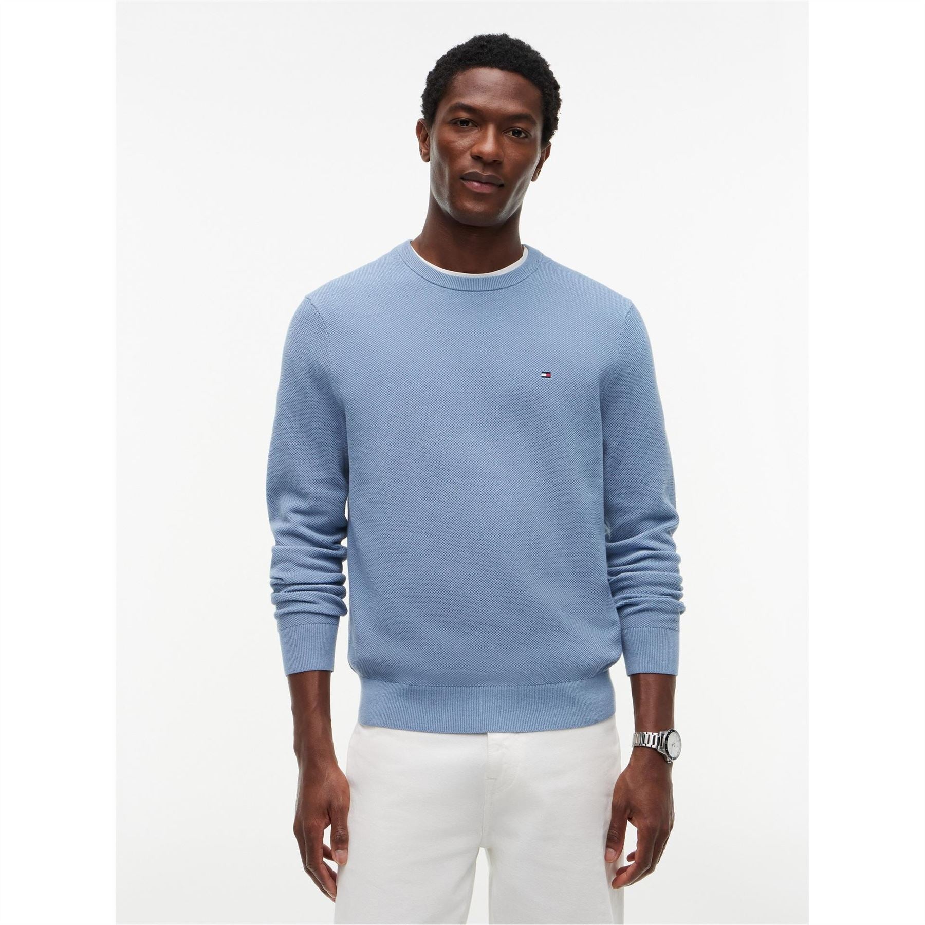 Tommy Hilfiger Crew Neck Ribbed Collar Long Sleeve Sweater