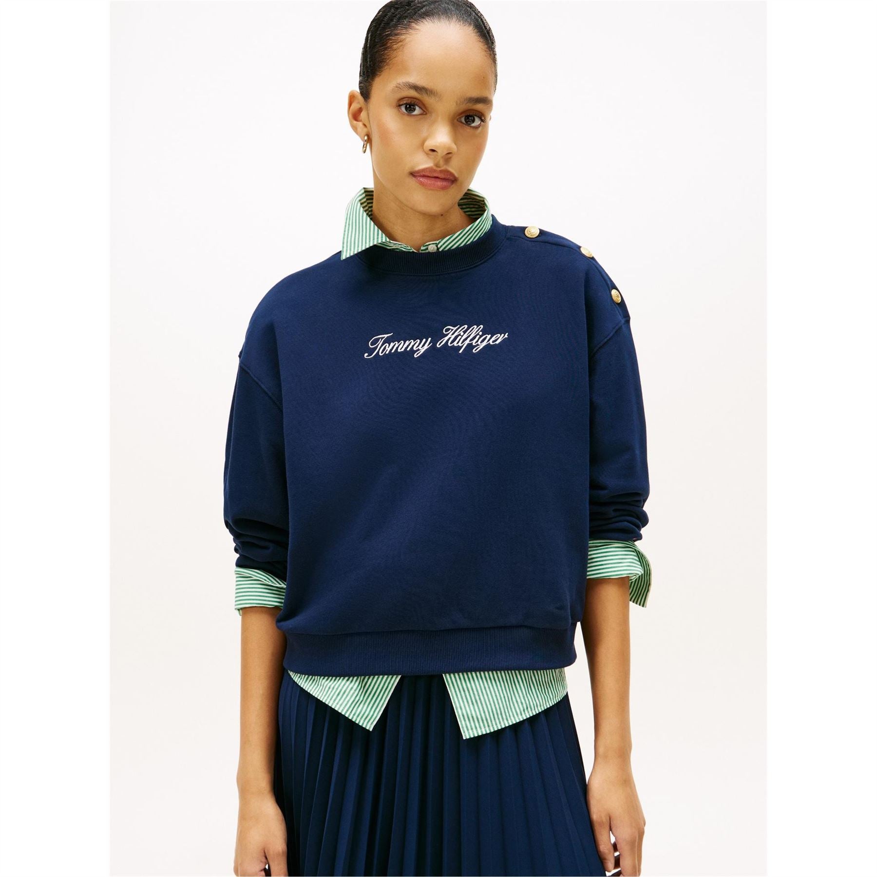 Tommy Hilfiger Script Embroidered Crew Neck Long Sleeve Sweatshirt