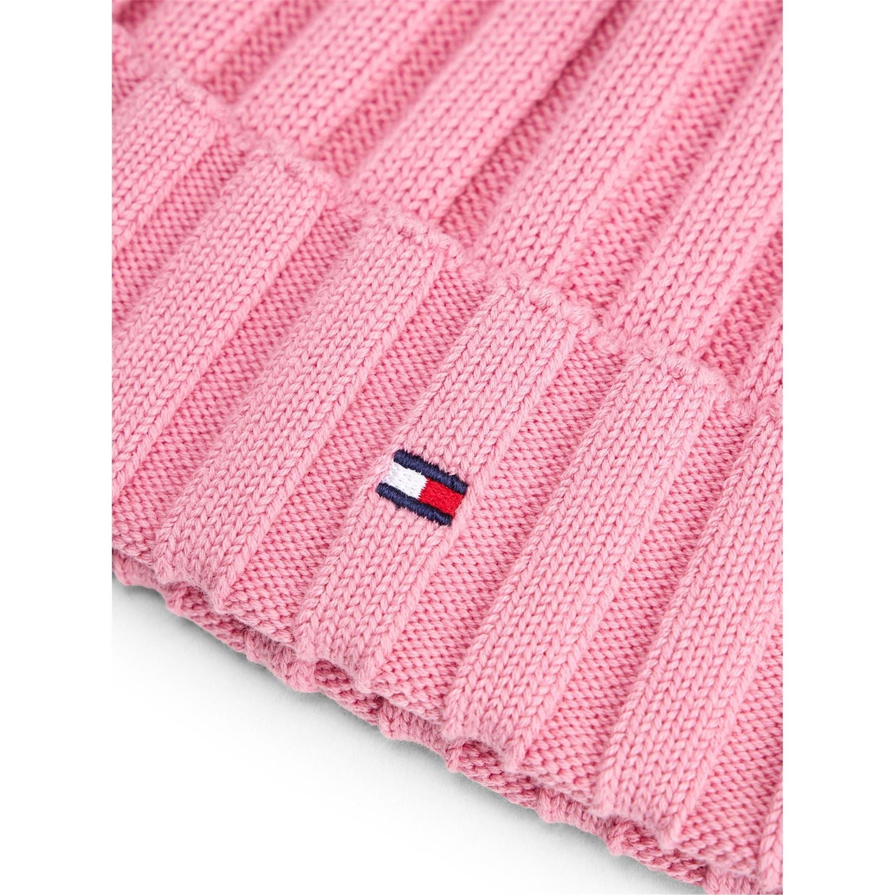 Tommy Hilfiger Flag Embroidered Logo Ribbed Turn Up Beanie