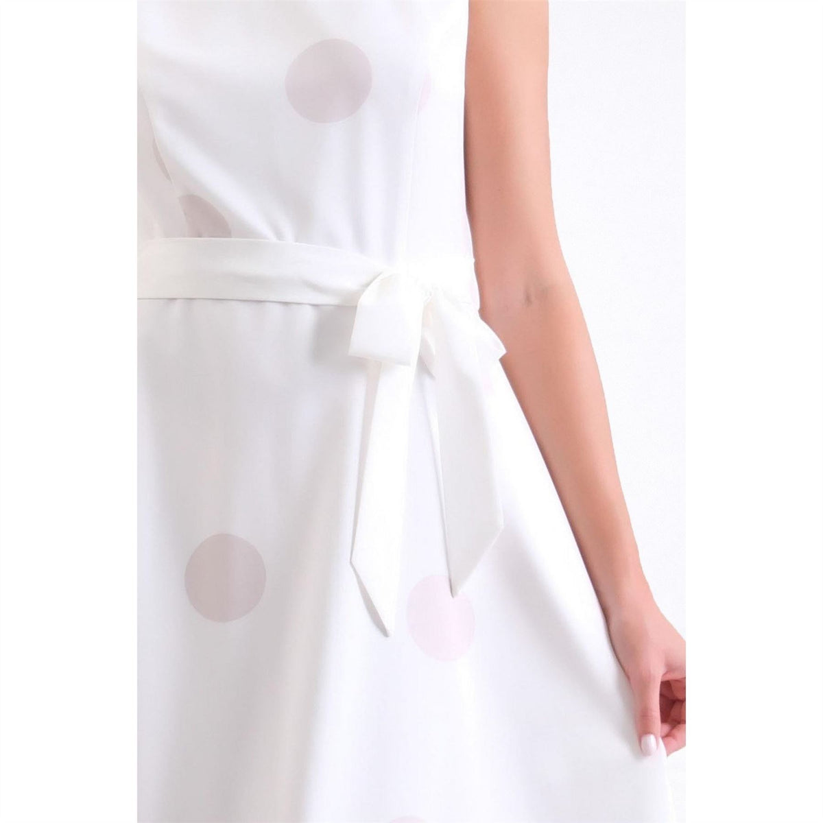Ella Boo Polka Dot Midi Ivory with Beige Spot Dress