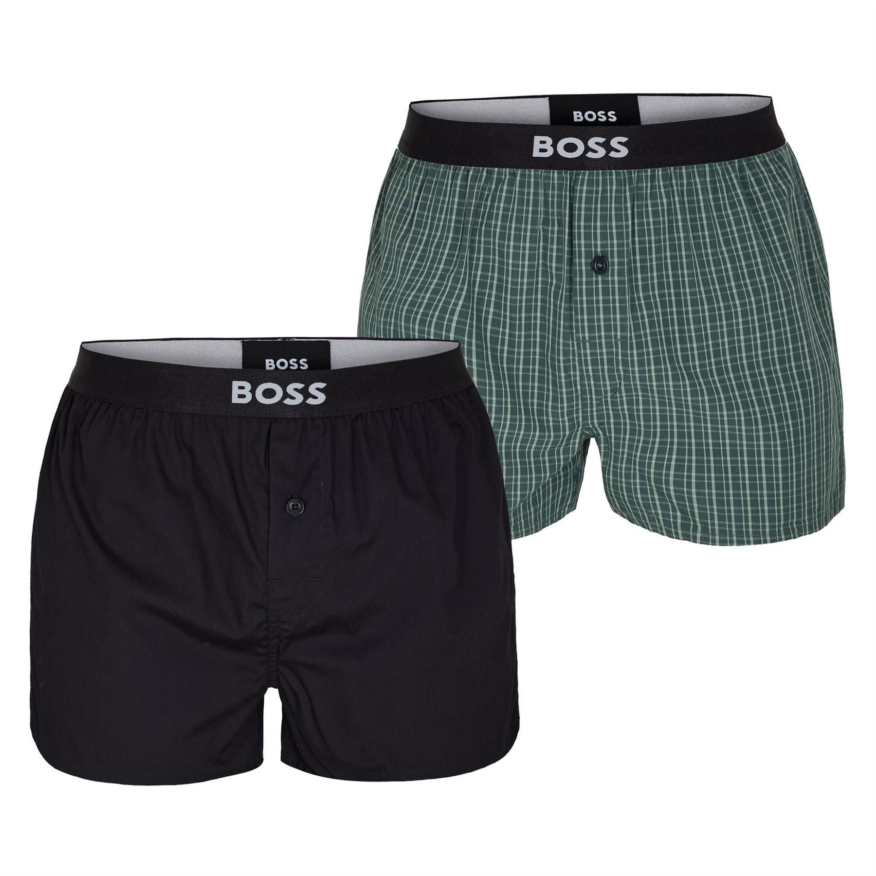 Boss 2 Pack Plaid Patterned Boxer Shorts