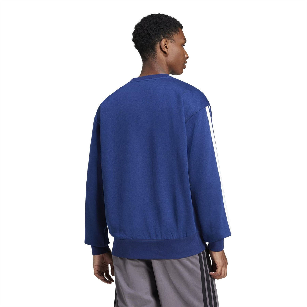 adidas Mens Essentials Crew 3 Stripes Pullover Sweatshirt