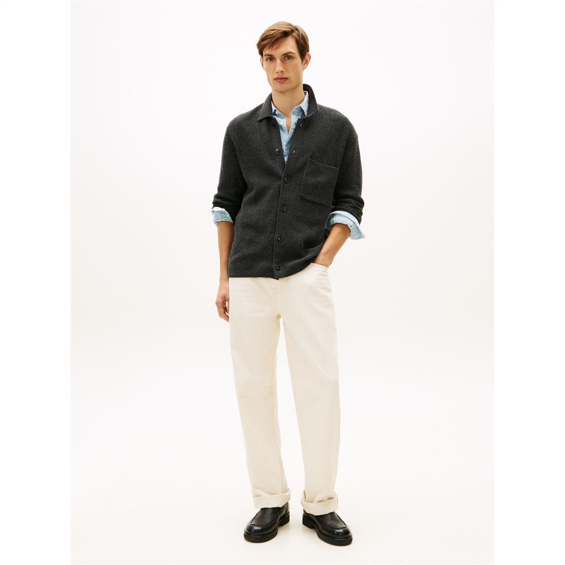 Tommy Hilfiger Collared Neck Long Sleeve Shirt Collar Sweater