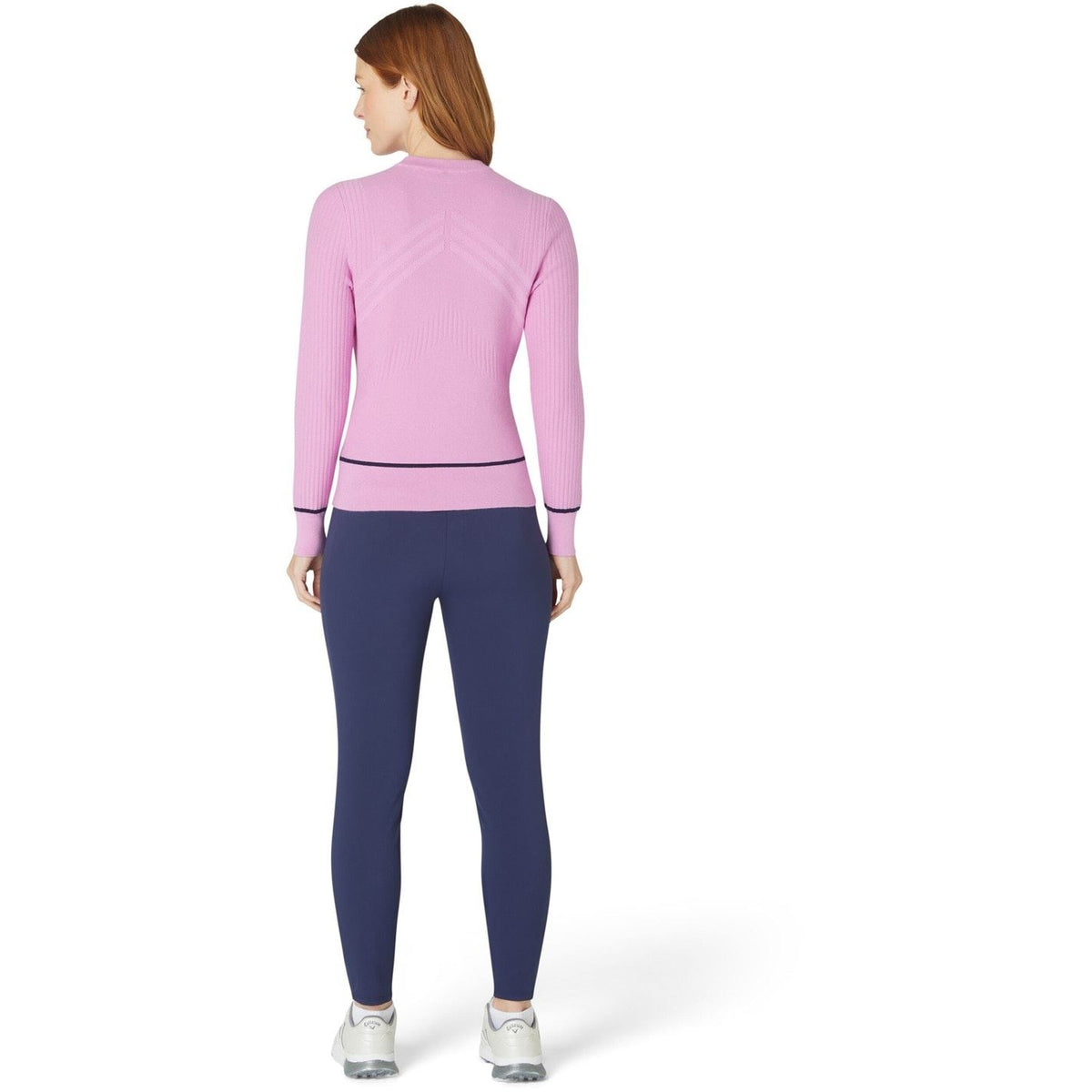Callaway Crew Neck Ribbed Collar Long Sleeve Sweater