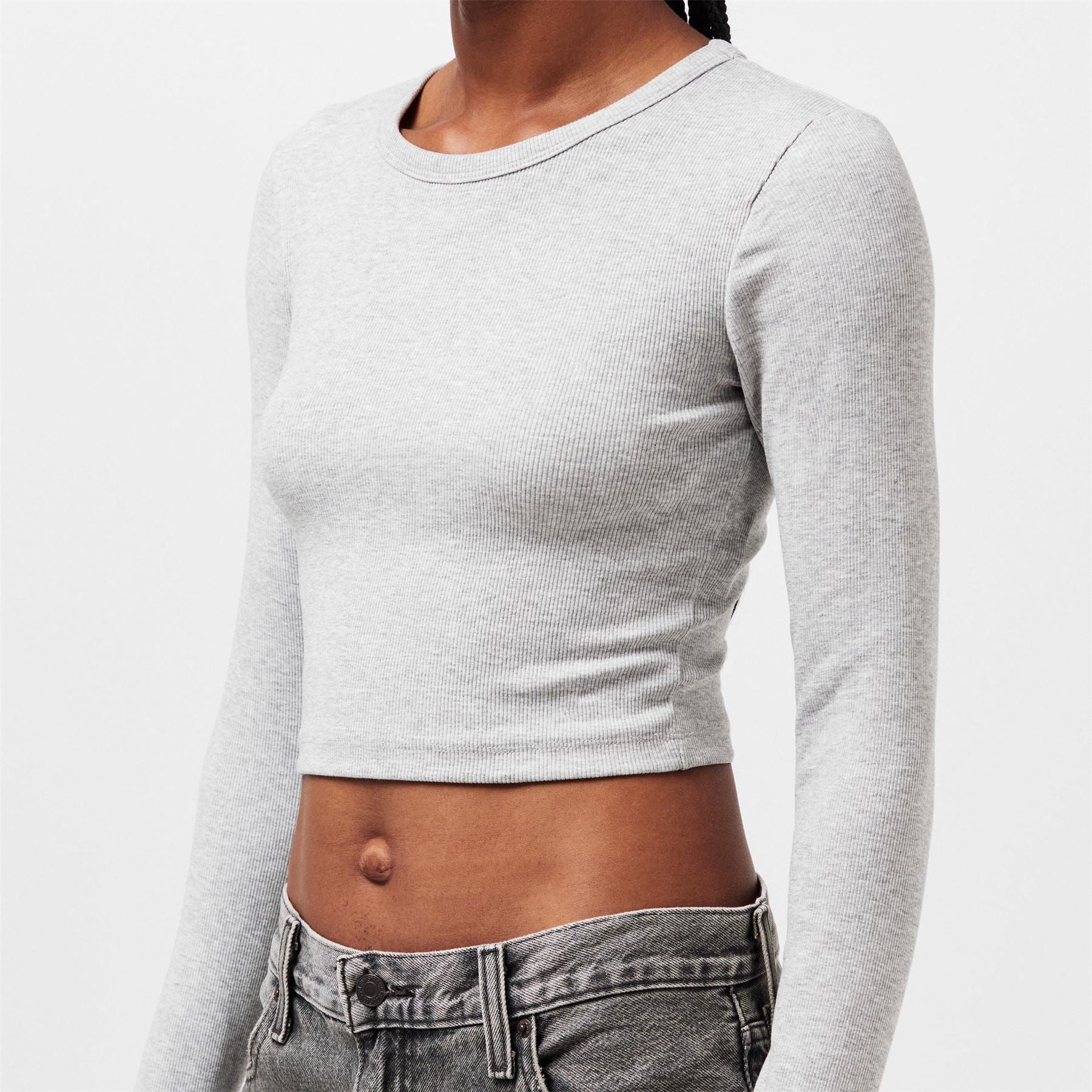 JJXX Feline Slim Fit Cropped Long Sleeve T-Shirt