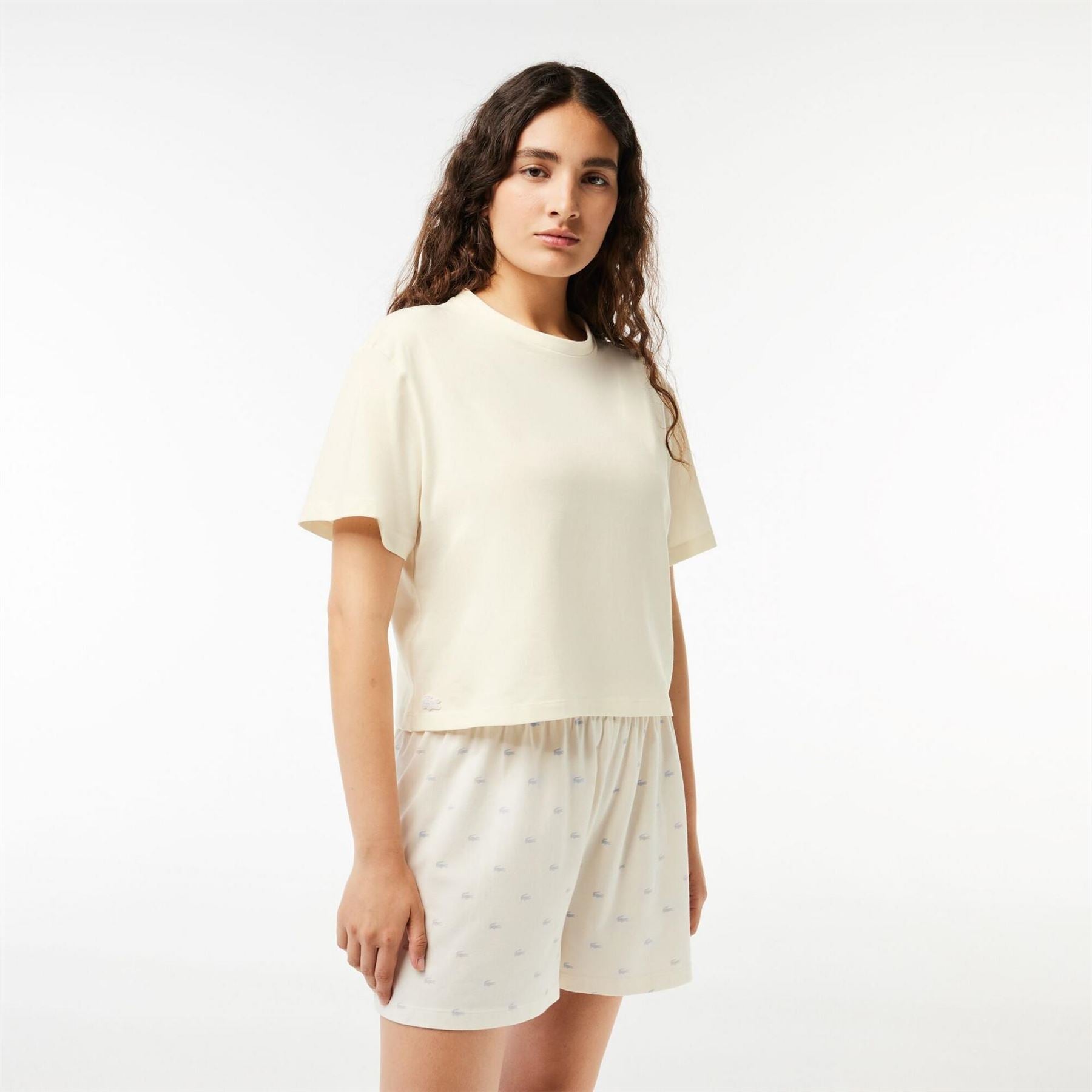 Lacoste Shorts  And  T-Shirt Pyjama Set