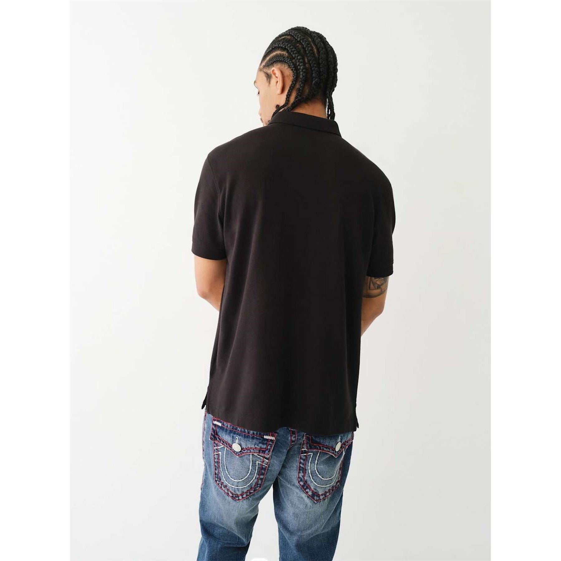 True Religion Buddha Patched Logo Short Sleeve Polo Shirt