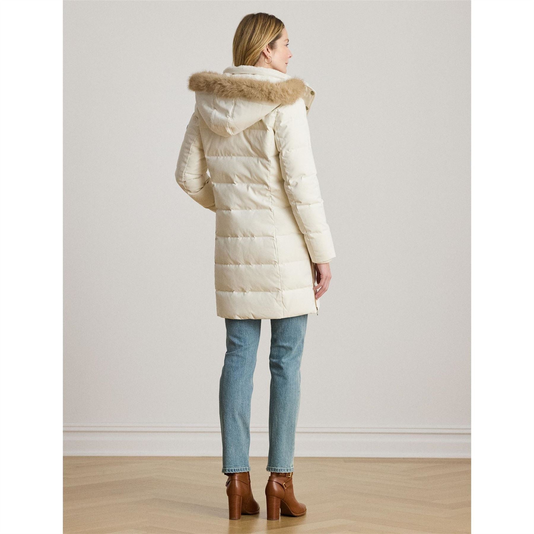 Lauren by Ralph Lauren Fur Hoody Coat Ld64