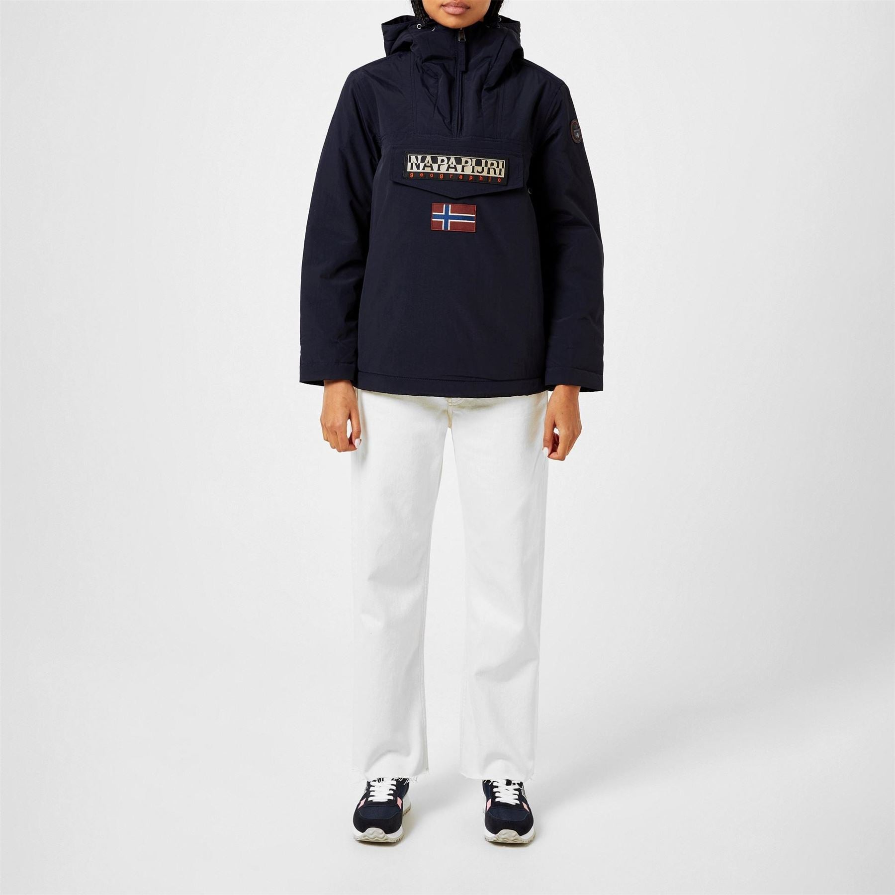 Napapijri Rainforest Water Resistant Hooded Cropped Long Sleeve Rain Anorak