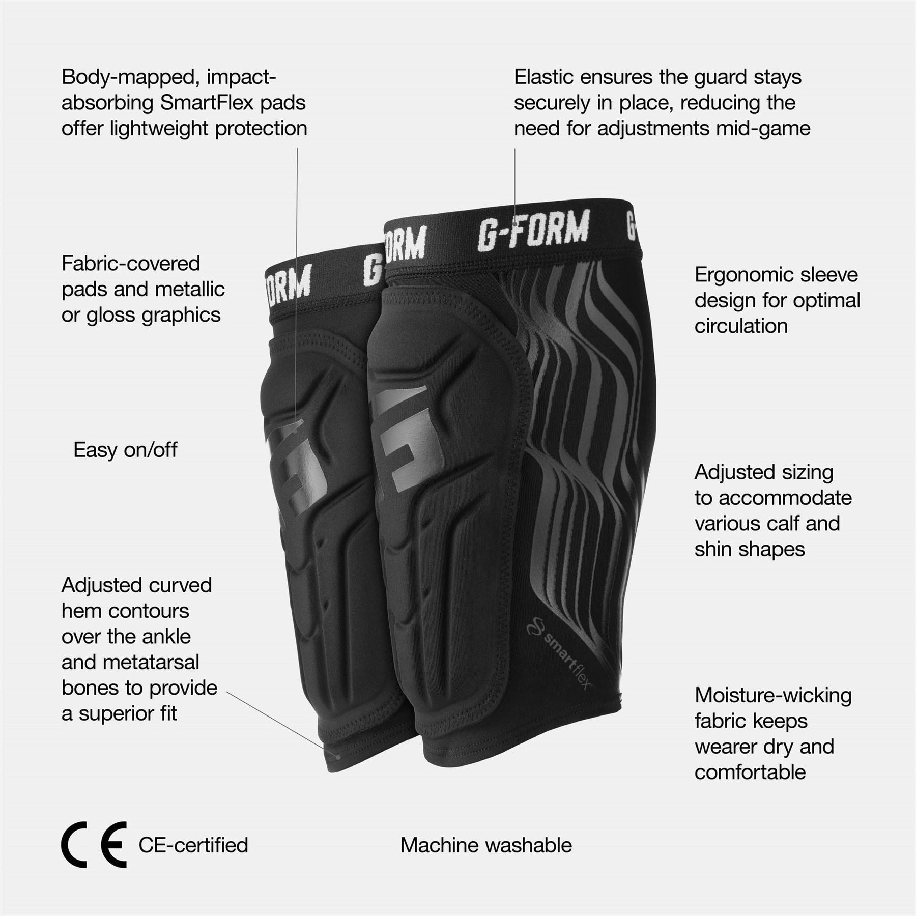G Form Moisture Wicking Ce Certified Shin Pads