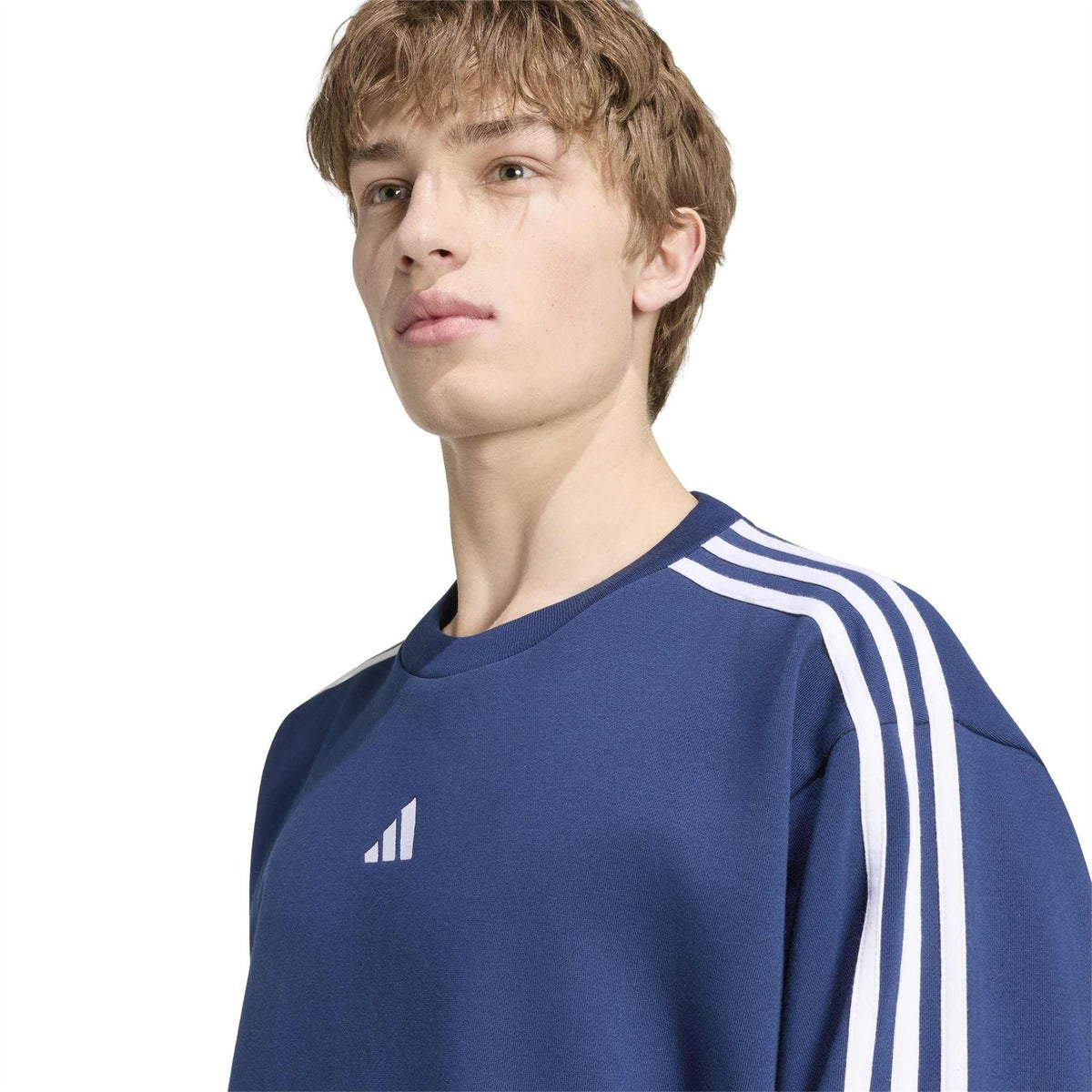 adidas Mens Essentials Crew 3 Stripes Pullover Sweatshirt