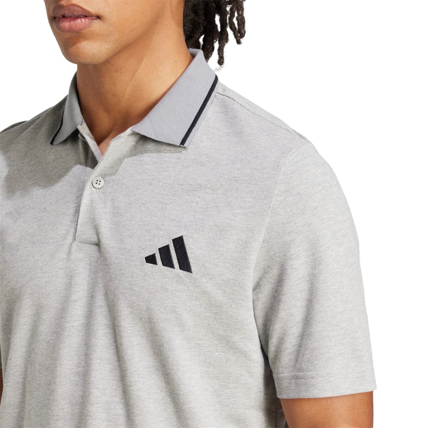 adidas Mens Essentials Cotton 3 Stripes Polo Shirt