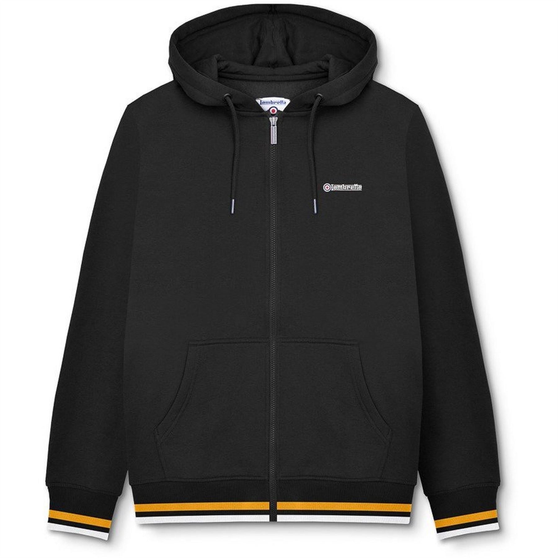 Lambretta Solid Patterned Hooded Ribbed Cuff Sweat Jacket