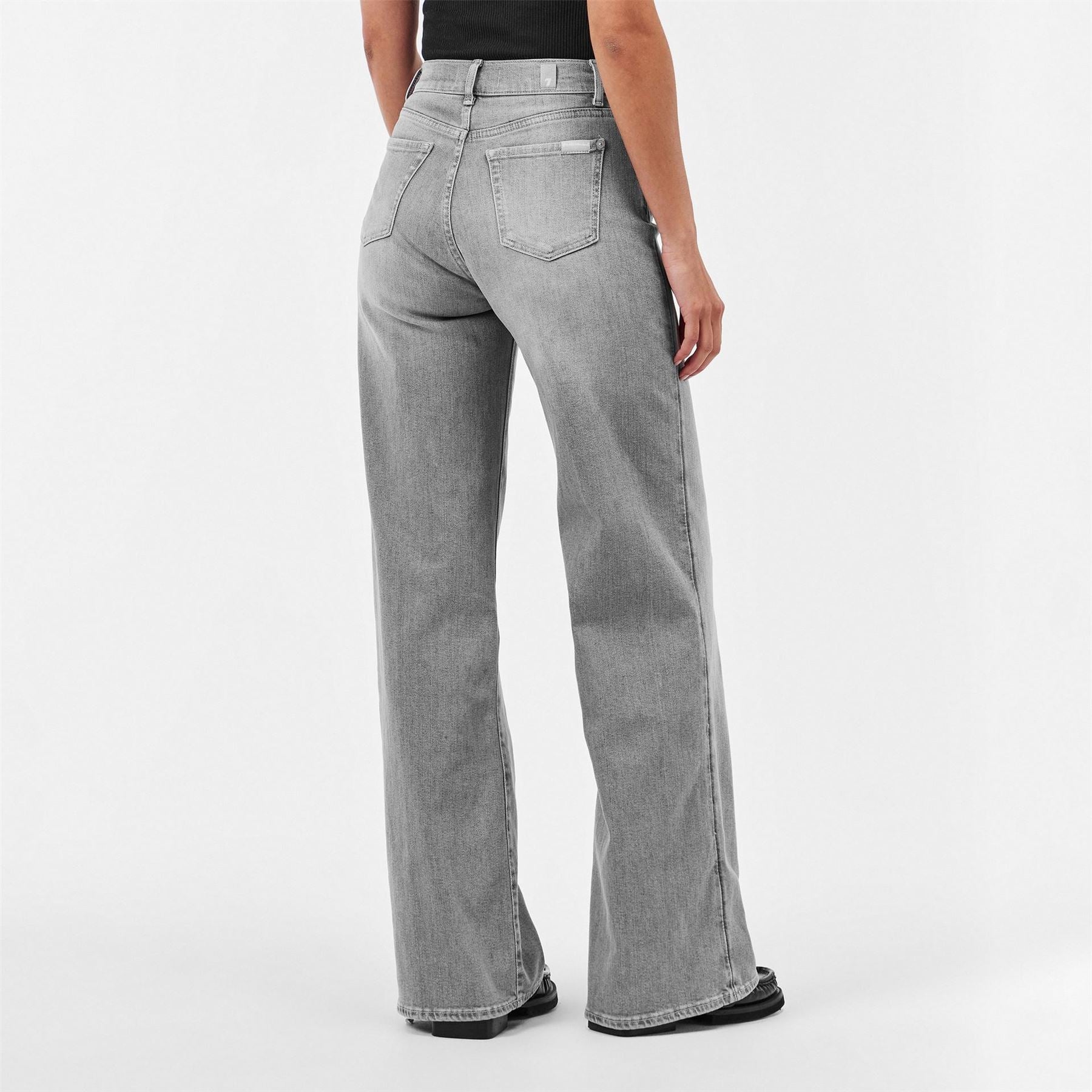 7 For All Mankind Lotta Light Wash Patterned Wide Leg Jeans