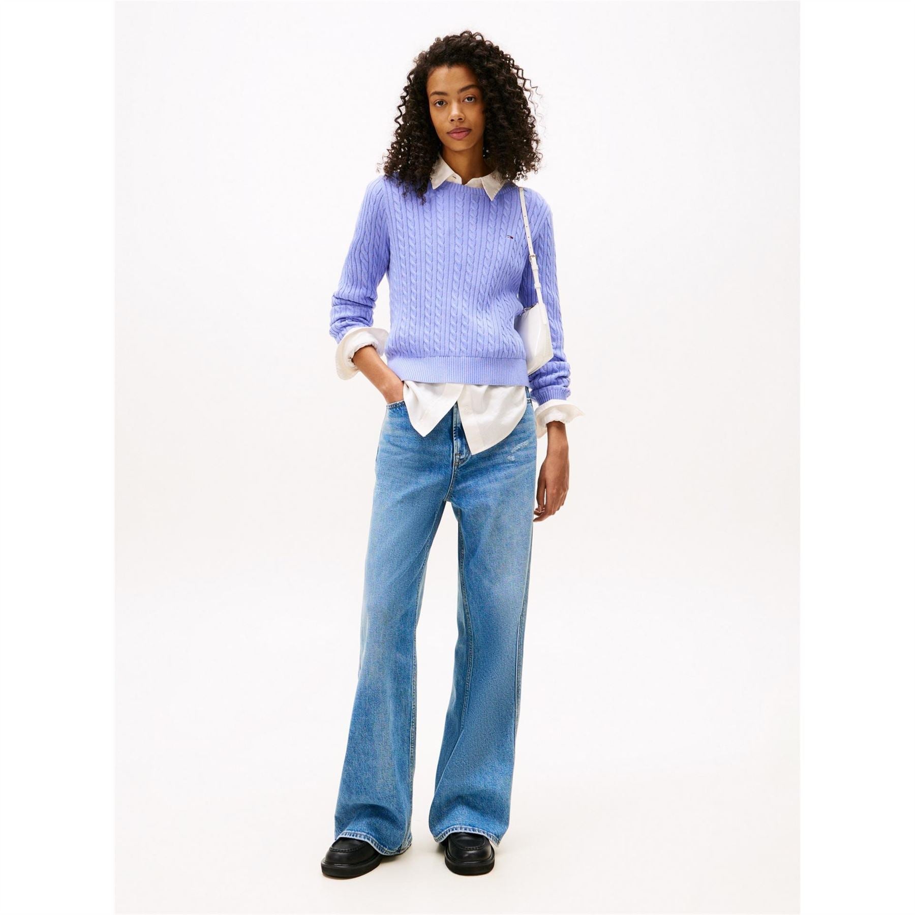 Tommy Jeans Cable Knit Crew Neck Long Sleeve Sweater