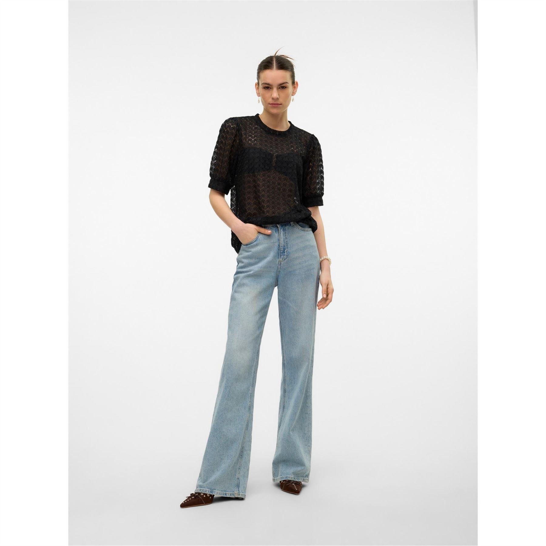 Vero Moda Crew Neck Regular Fit Long Sleeve Blouse