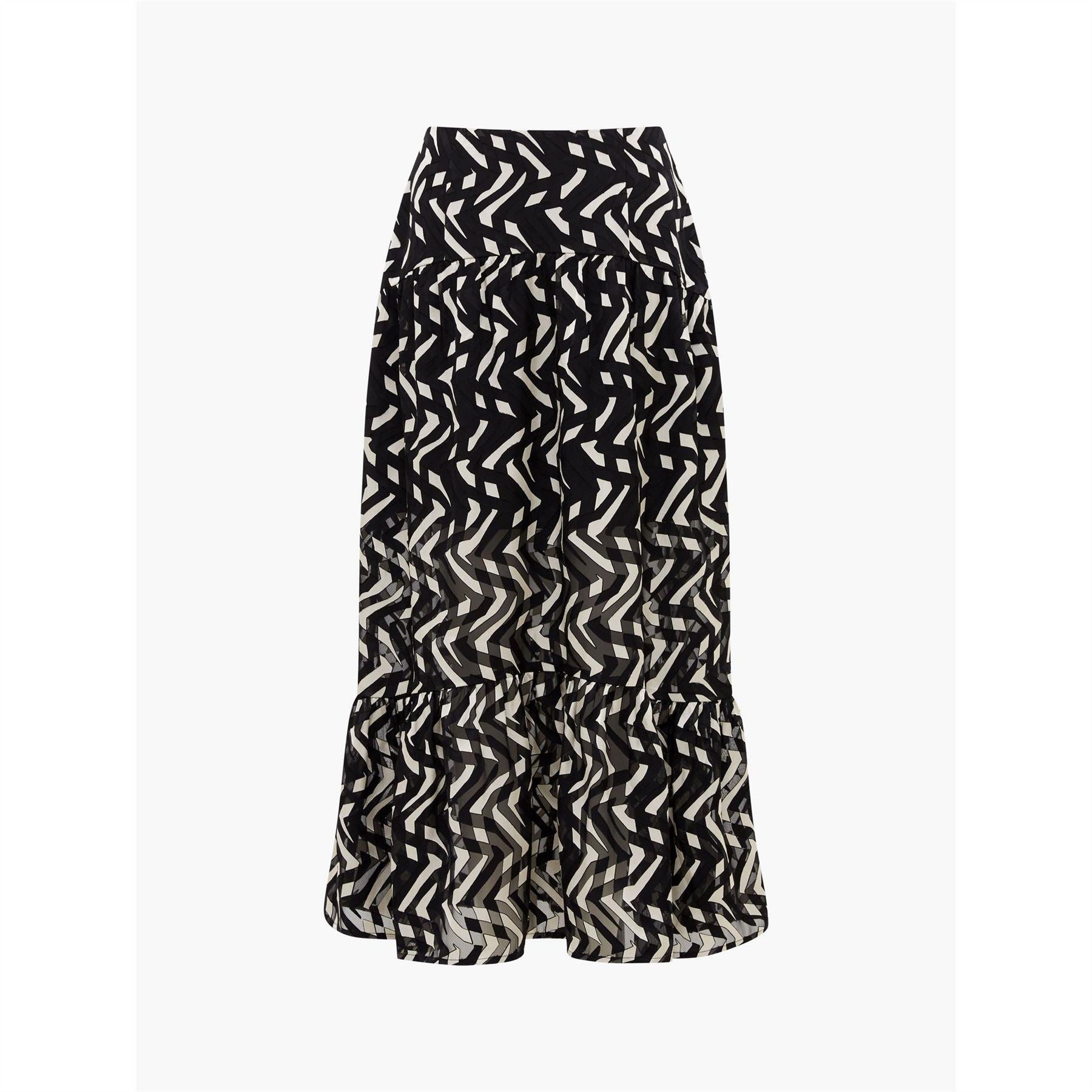 French Connection Diandra Maxi Tiered Geometric Patterned Skirt