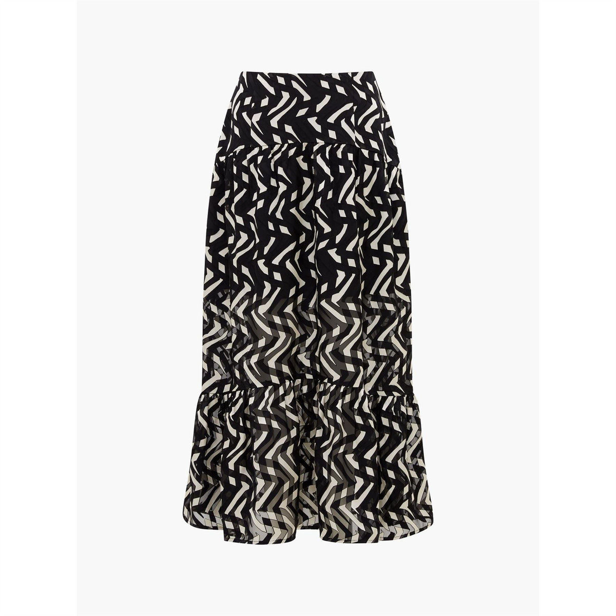 French Connection Diandra Maxi Tiered Geometric Patterned Skirt