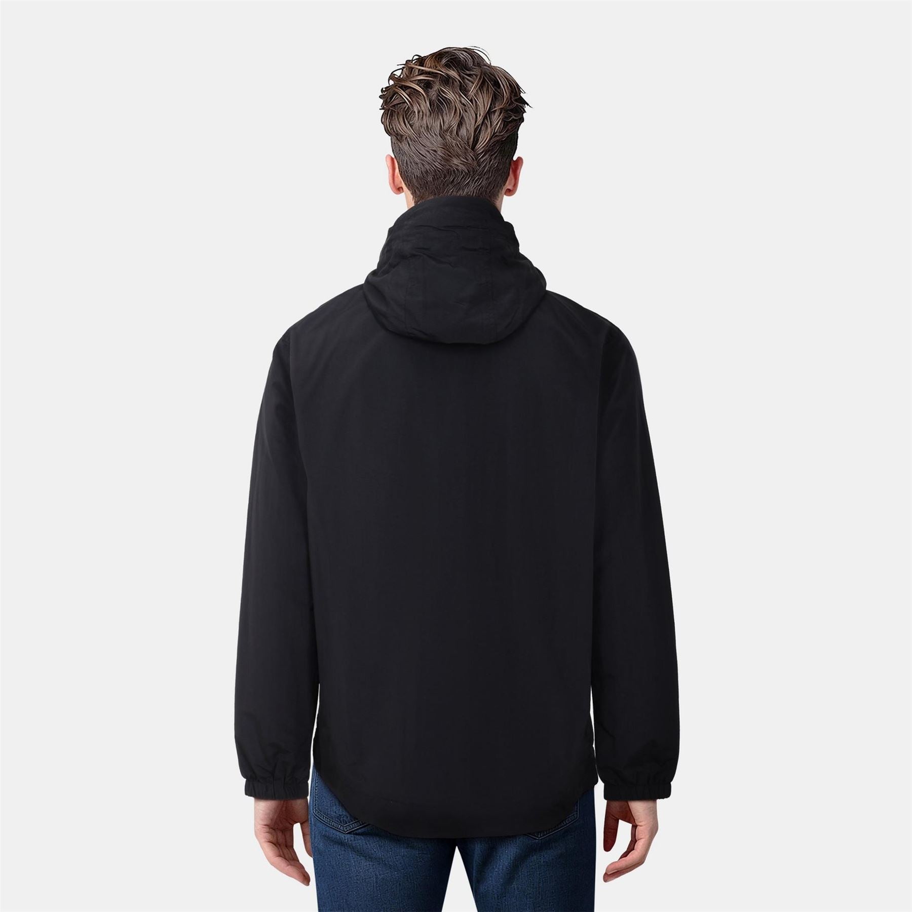 Lyle and Scott Zip Through Cotton Wind Resistant Long Sleeve Hooded Rain Anorak