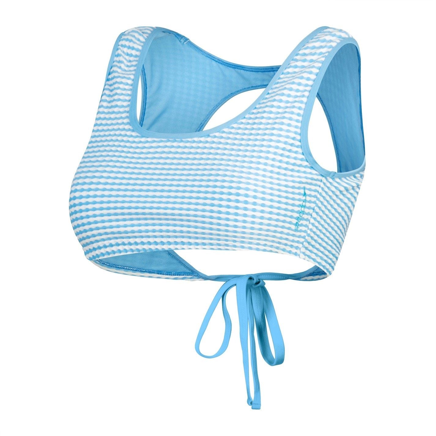Speedo Wrap Tie Back Bikini Top Horizontal Stripe