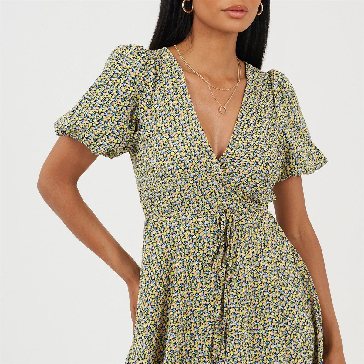 Brave Soul V-Neck Short Sleeve Midi Dress