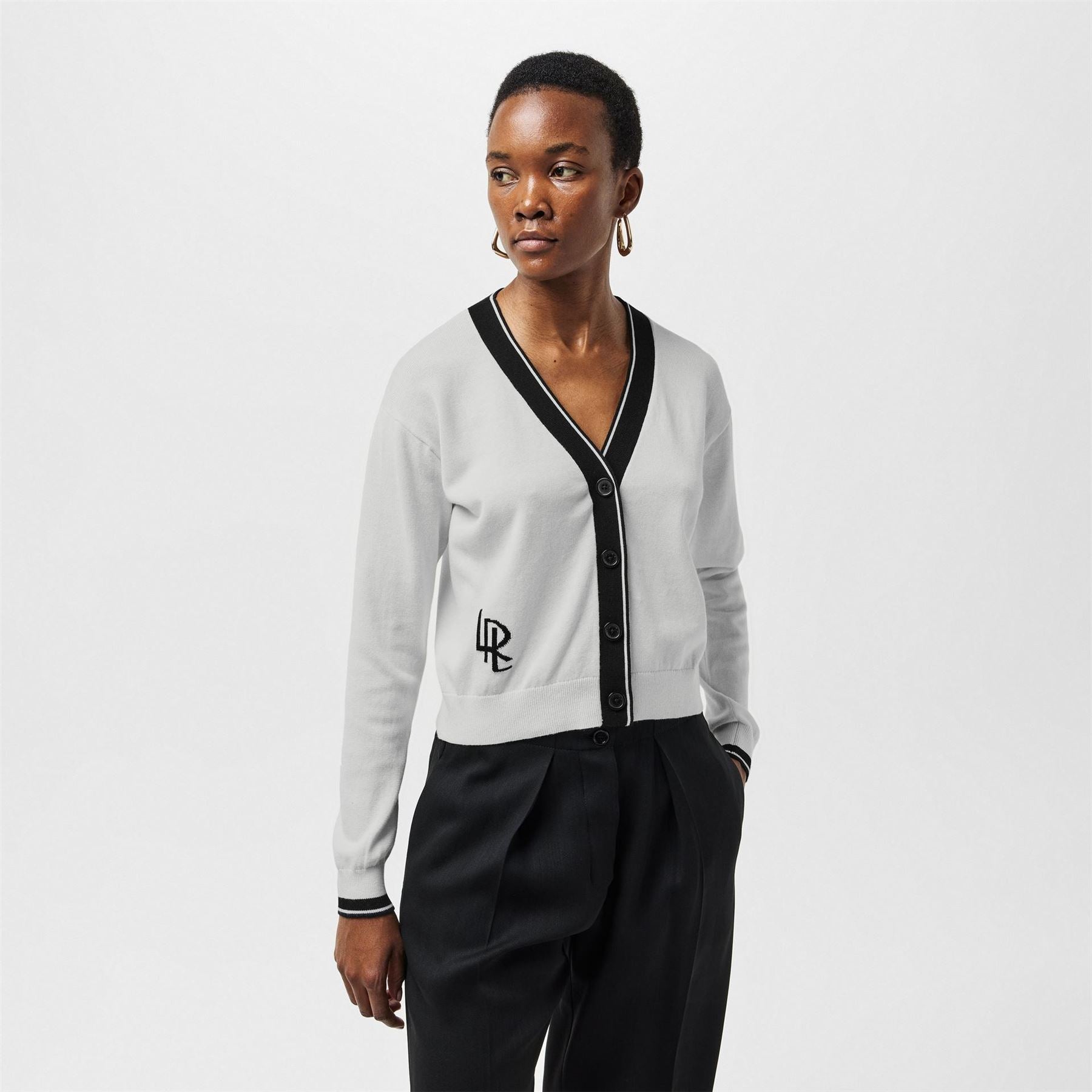 Lauren by Ralph Lauren Cropped Relaxed Fit V-Neck Sweater