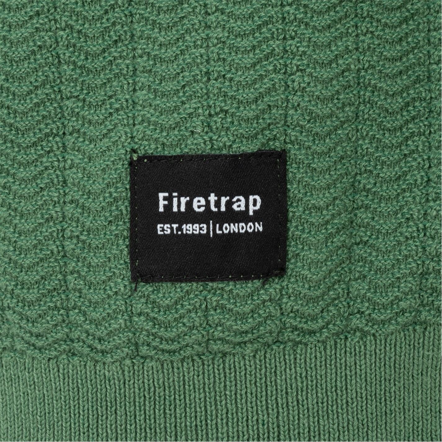 Firetrap Quarter Zip Short Sleeve Ribbed Knit Polo