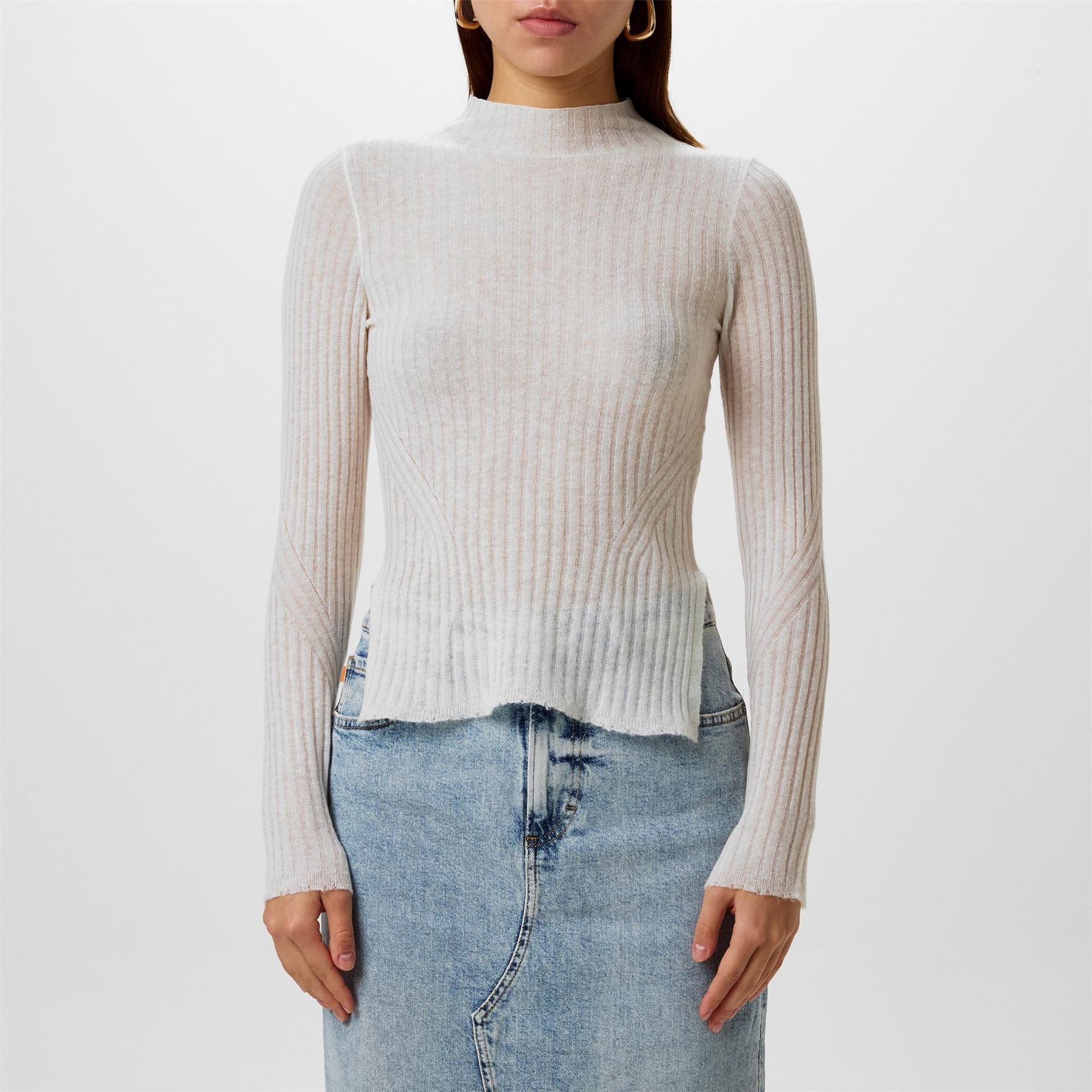 Boss C Fennon Knit Top, Semi Sheer Layering Knitted Top