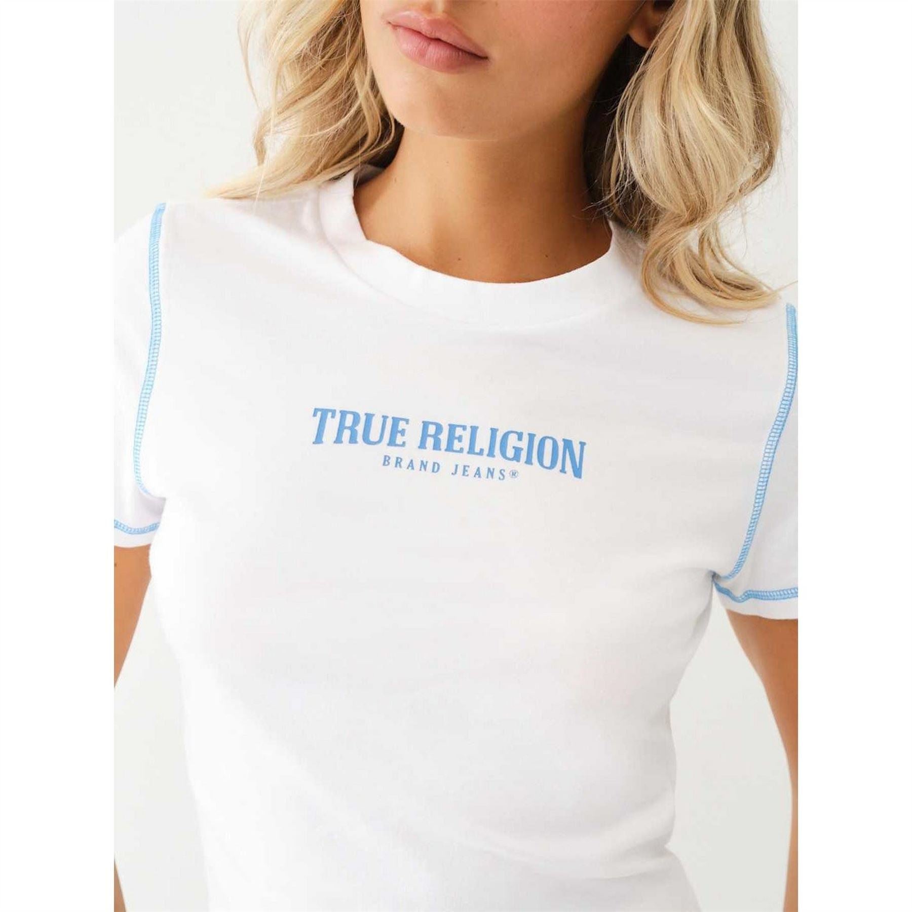 True Religion Regular Fit Lettering Crew Neck T-Shirt