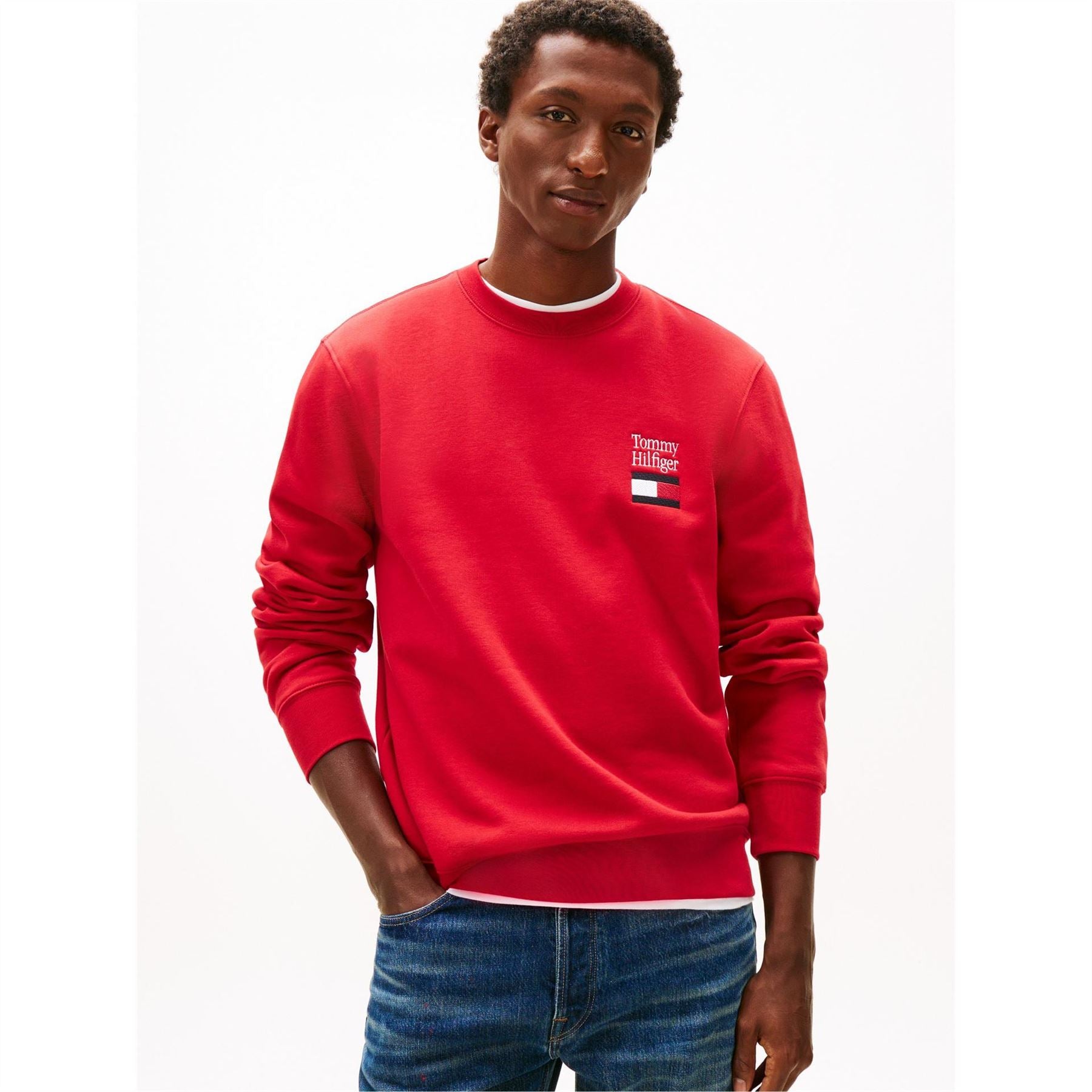 Tommy Hilfiger Embroidered Flag Crew Neck Long Sleeve Sweatshirt