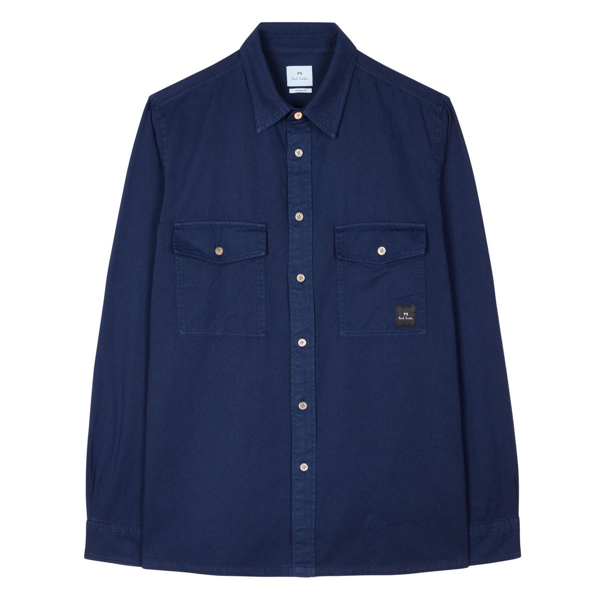 PS Paul Smith Solid Patterned Overshirt with Chest Pocket