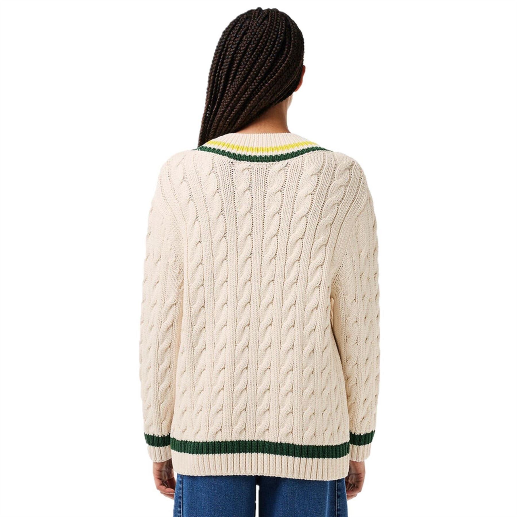 Lacoste V-Neck Relaxed Fit Long Sleeve Sweater