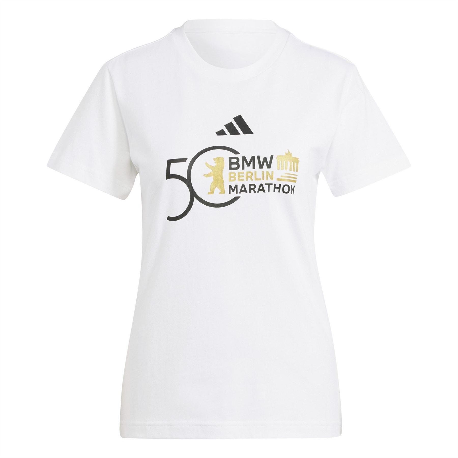 adidas Logo Crew Neck Ribbed Collar Short Sleeve T-Shirt