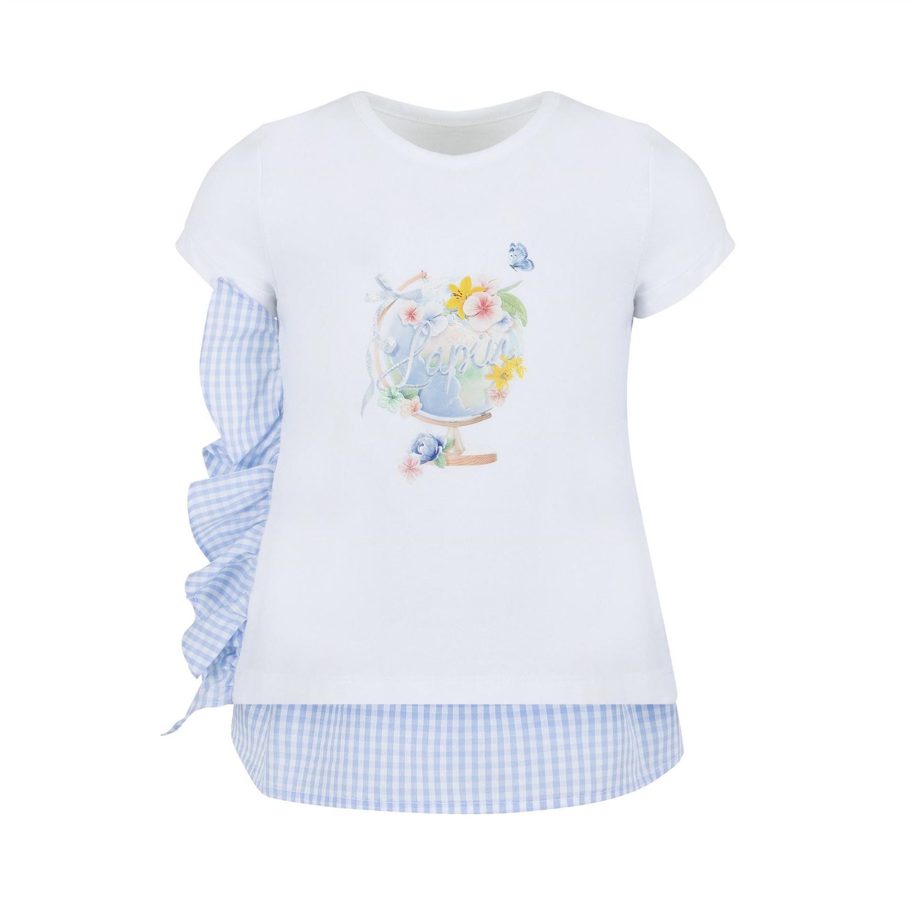 LAPIN HOUSE Crew Neck Ruffle Sleeve T-Shirt Legging Suit