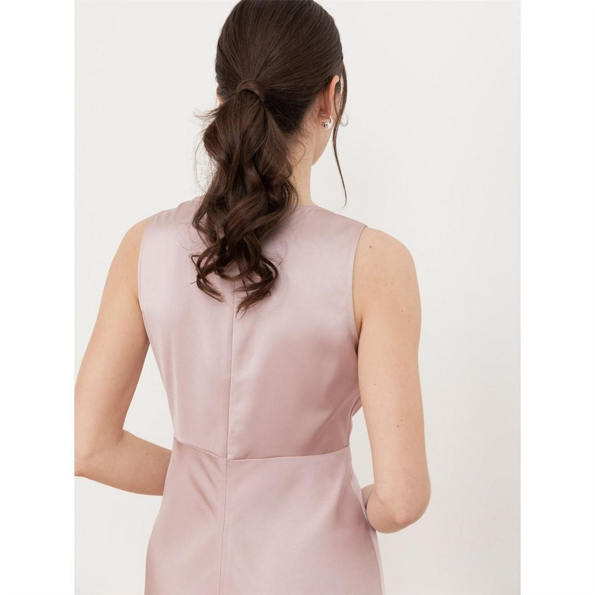 Maya Deluxe V Neck Open Back Satin Bridesmaid Maxi Dress
