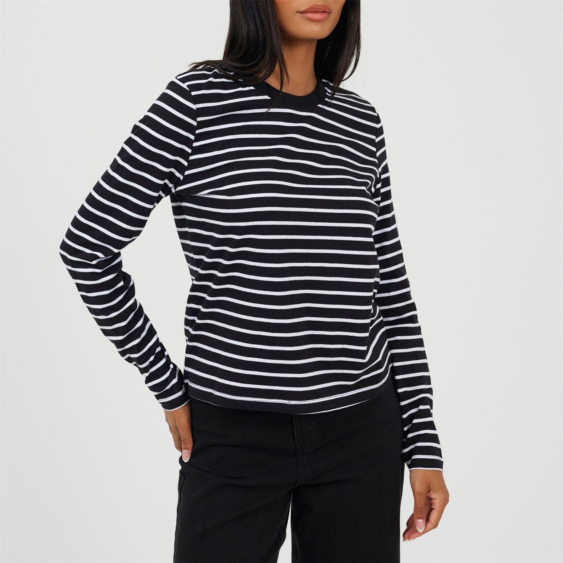 Brave Soul Striped Crew Neck Long Sleeve T-Shirt