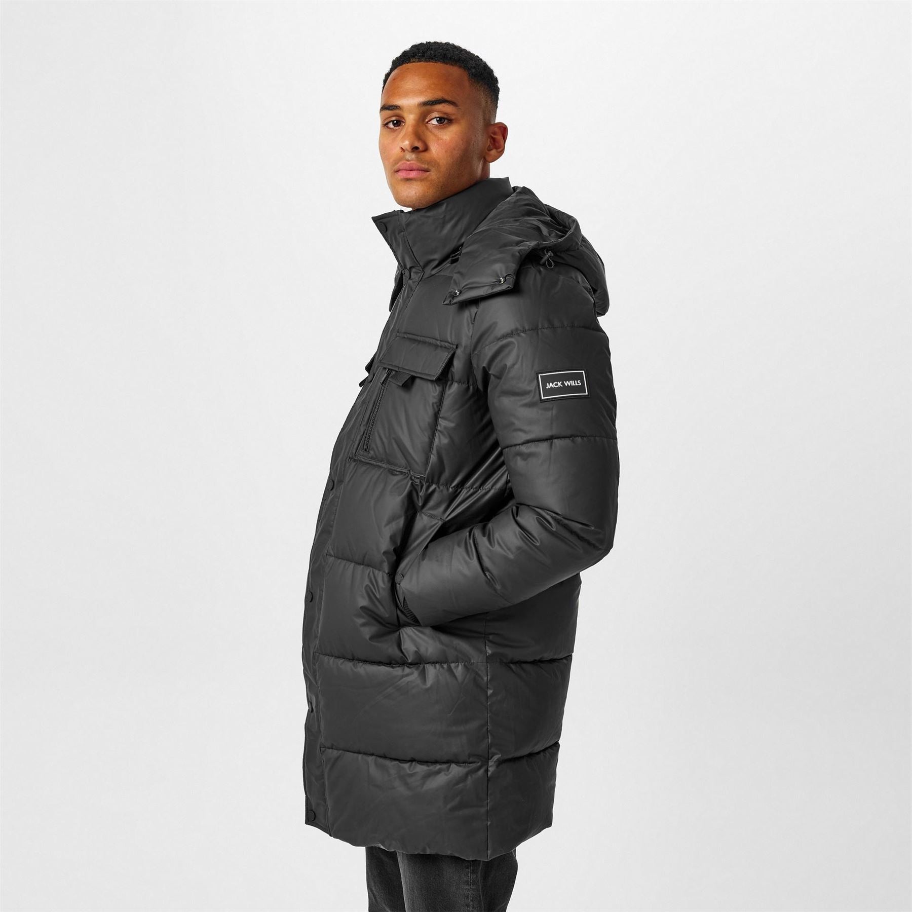 Jack Wills Long Hooded Puffer Jacket
