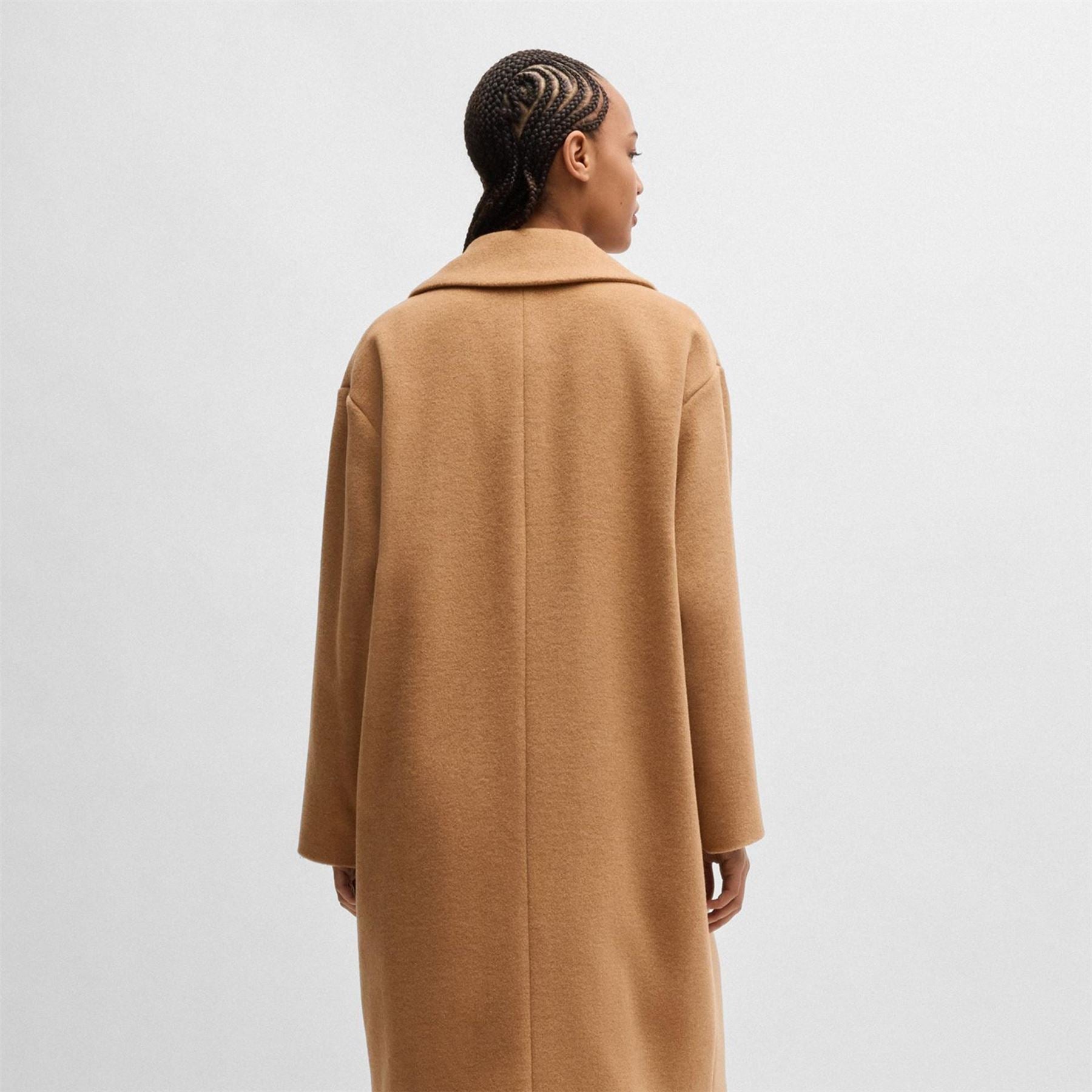 Hugo Majule Solid Patterned Lapel Collared Over Coat