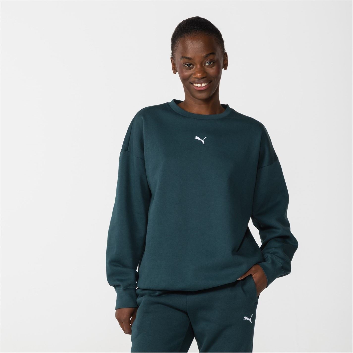 Puma Womens Ess Oversized Crew Fl Sweatshirt