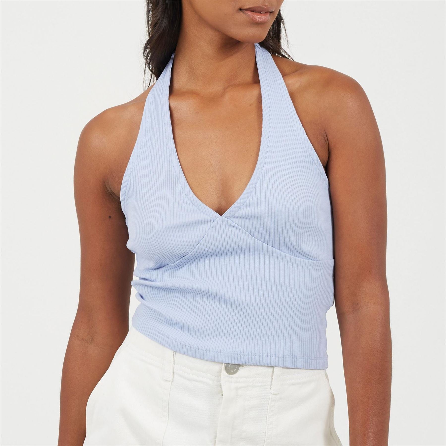 Brave Soul Halter Neck Sleeveless Cropped Vest