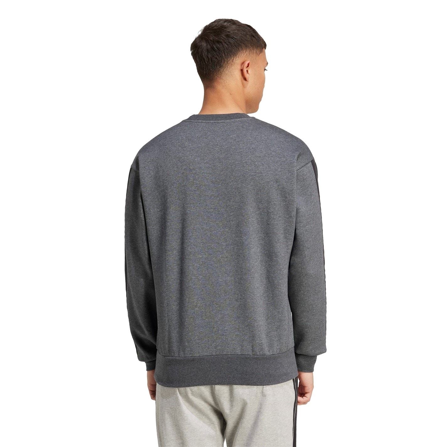 adidas Mens Essentials Crew 3 Stripes Pullover Sweatshirt