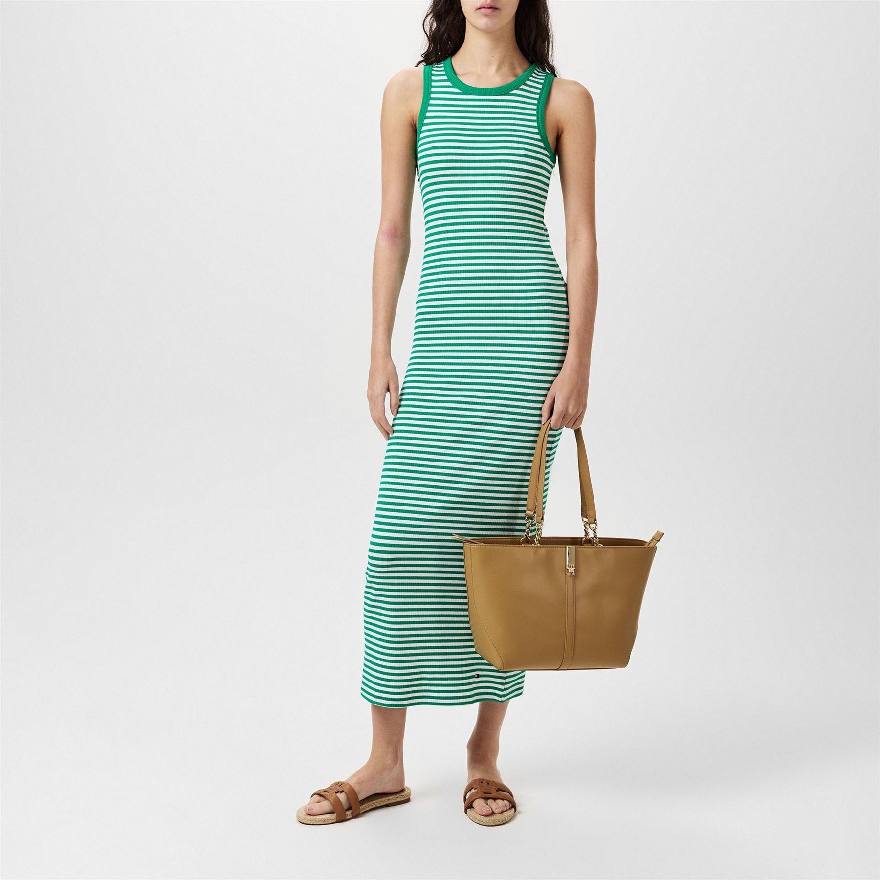 Tommy Hilfiger Ribbed Crew Neck Midi T-Shirt Dress