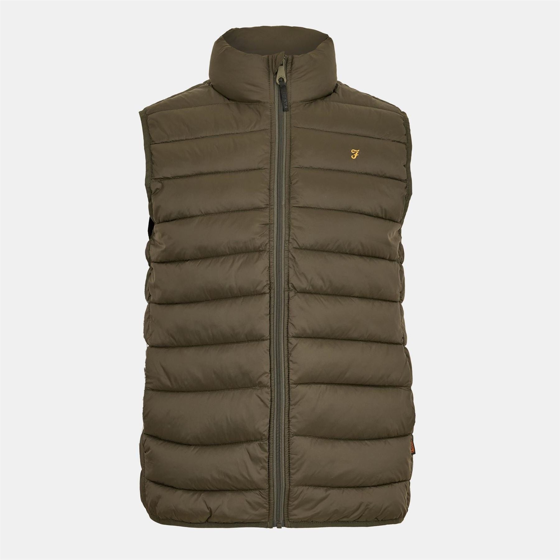 Farah Joel Solid Patterned Full Zip Quilted Gilet