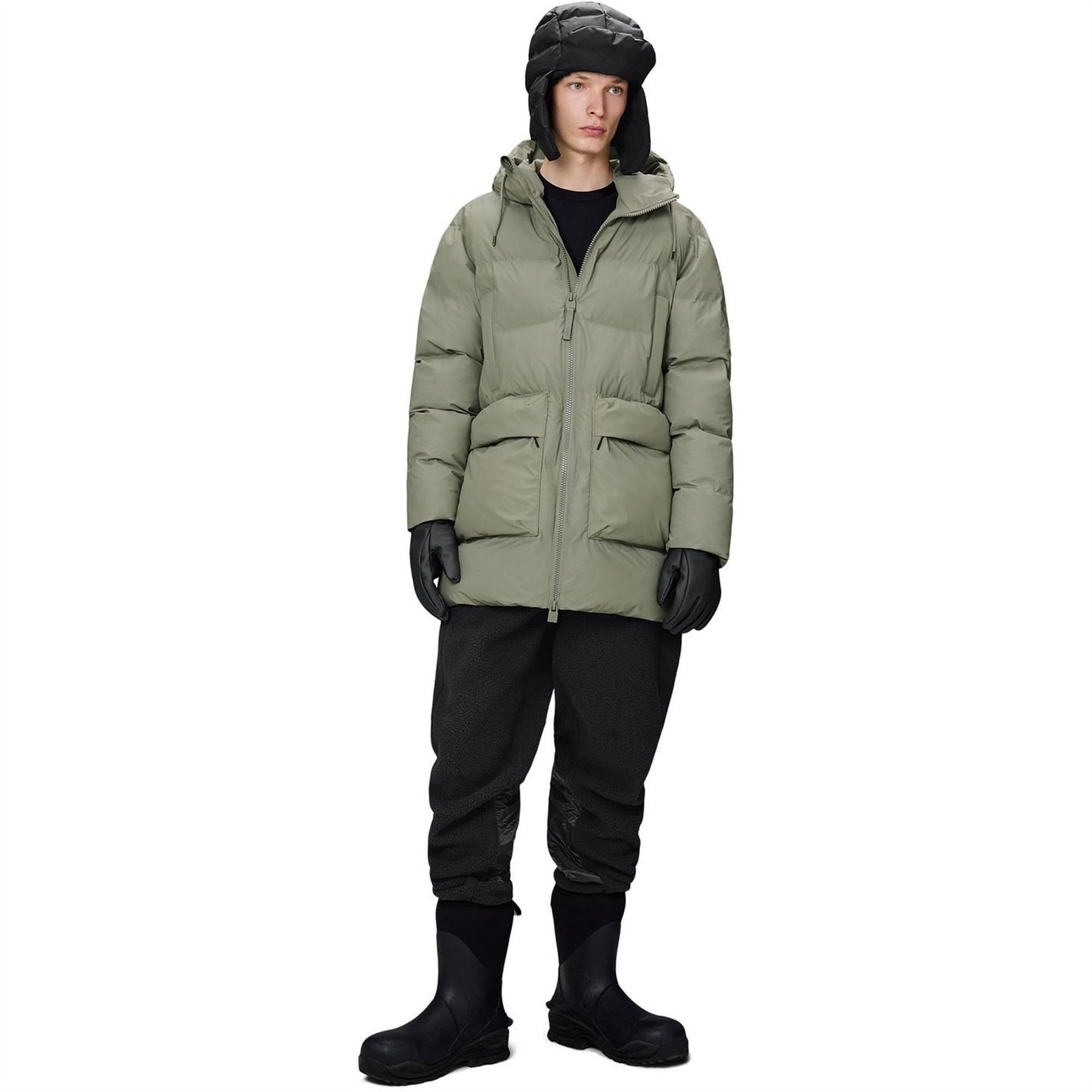Rains Long Puffer Cargo Jacket