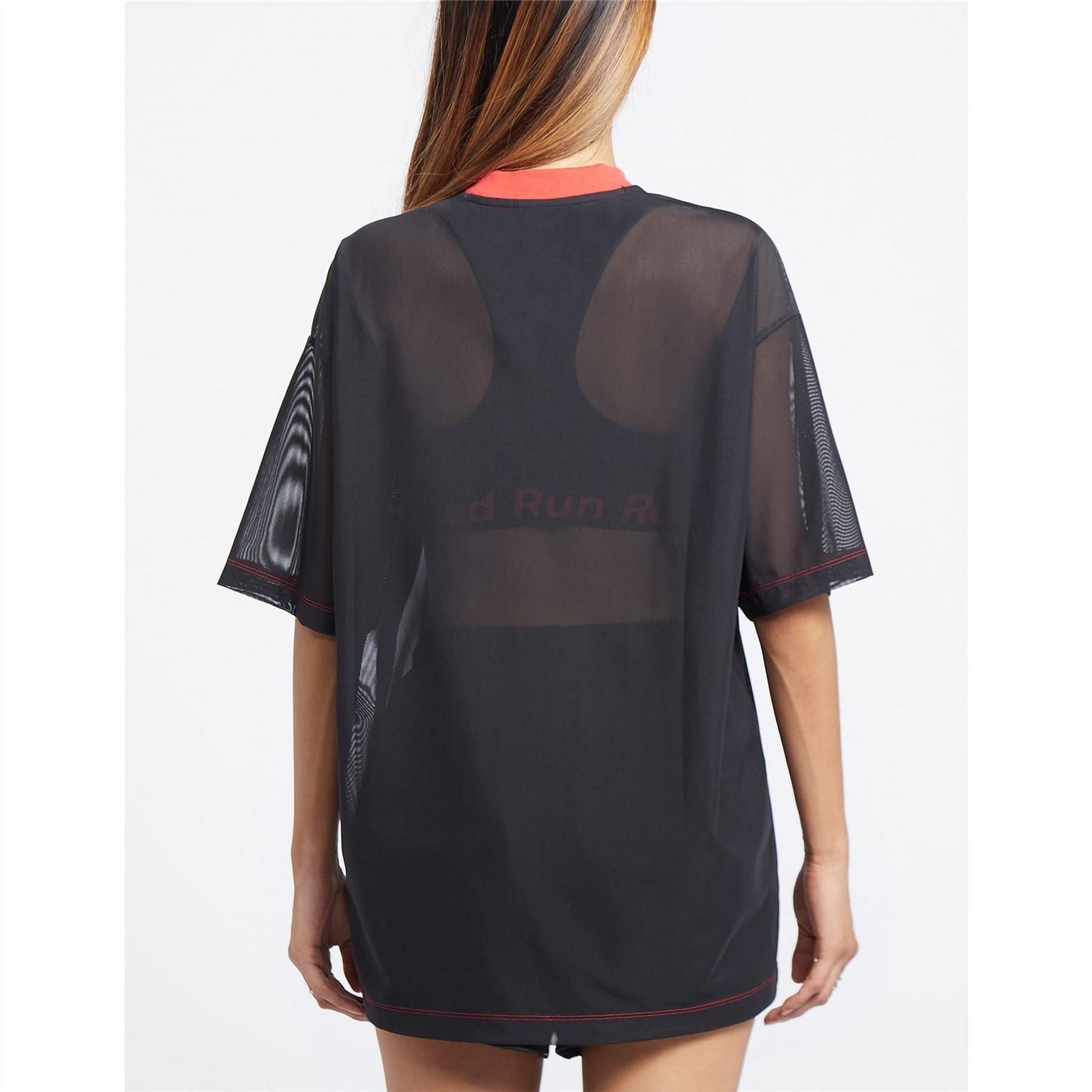 Red Run Oversized Net T-Shirt